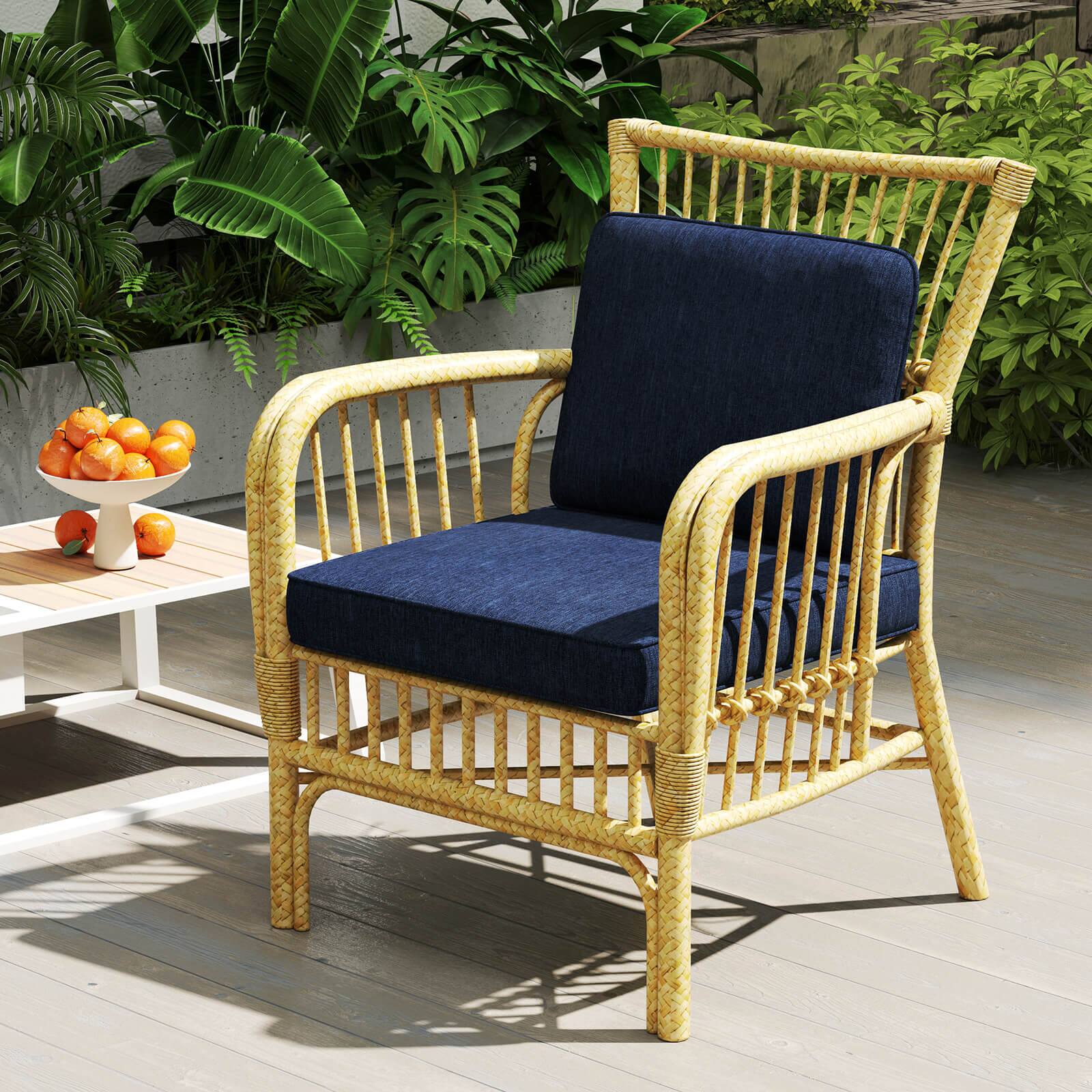 Alt View 1. Costway - Costway 2-Pack 24" x 24" Deep Seat Cushion & Back Pillow with Removable Covers Outdoor - Navy.