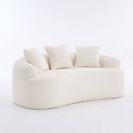 Boyel Living - 65 Inch Curved Loveseat 30D Foam Chenille No Assembly Compact for Small Spaces White - White