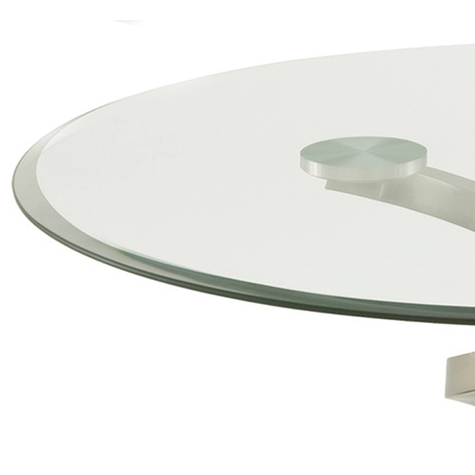 Alt View 1. Manhattan Lane - Coffee Table with Twisted Metal Base and Round Glass Top - Silver and Black.