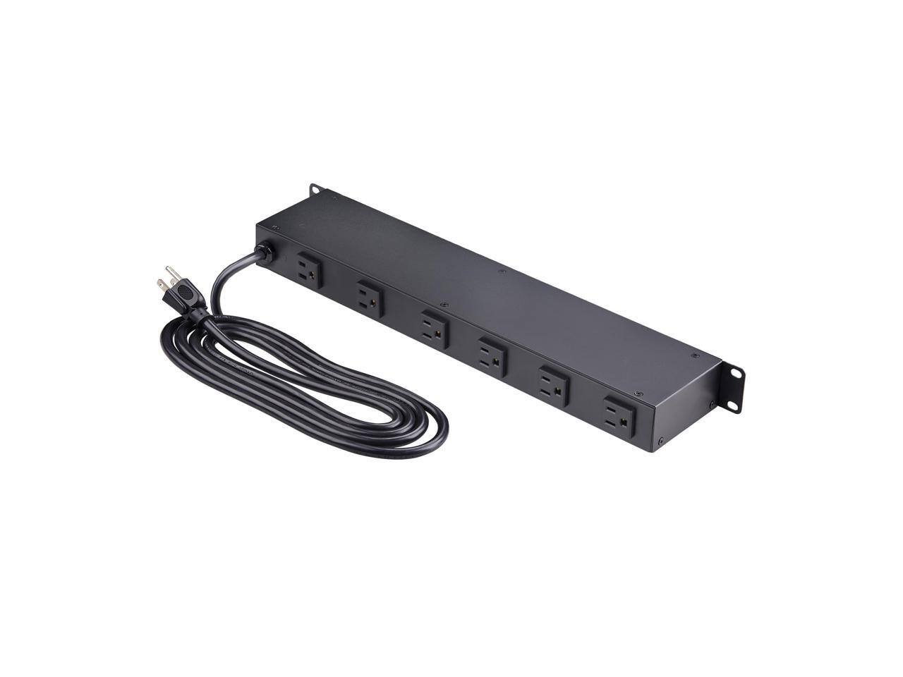 Alt View 6. Startech - StarTech 8-Outlet 1U Rack Mount PDU w/Surge Protector, 125V/15A, 8ft Cord, TAA - 8NM8-RACK-MOUNT-PDU - Black.