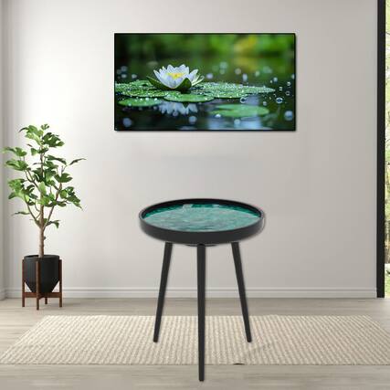 Front. Hivvago - Artistic Mid-Century Round Table with Shell-Inspired Decor - Medium - Green.