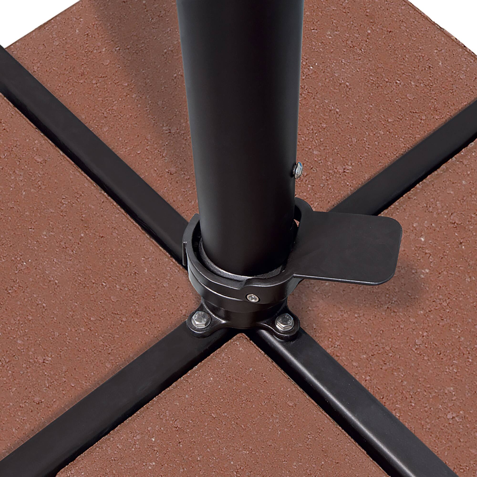 Back. Mondawe - 8.6' Square Cantilever Patio Umbrella Black Frame with Cross Bar Stand - Spa.