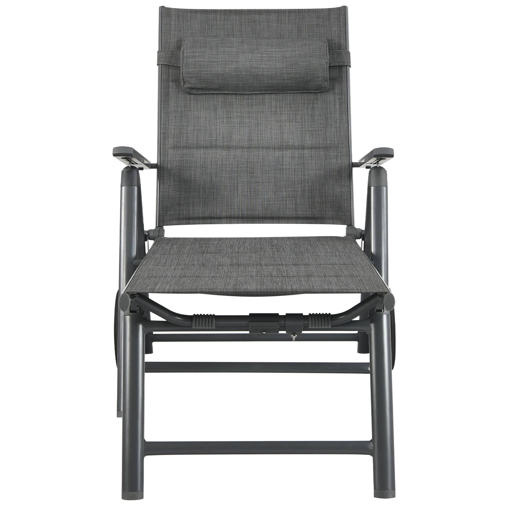 Alt View 9. Costway - Costway  Patio Reclining Chaise Lounge Padded Chair Aluminum Adjust Neck Pillow - Gray.