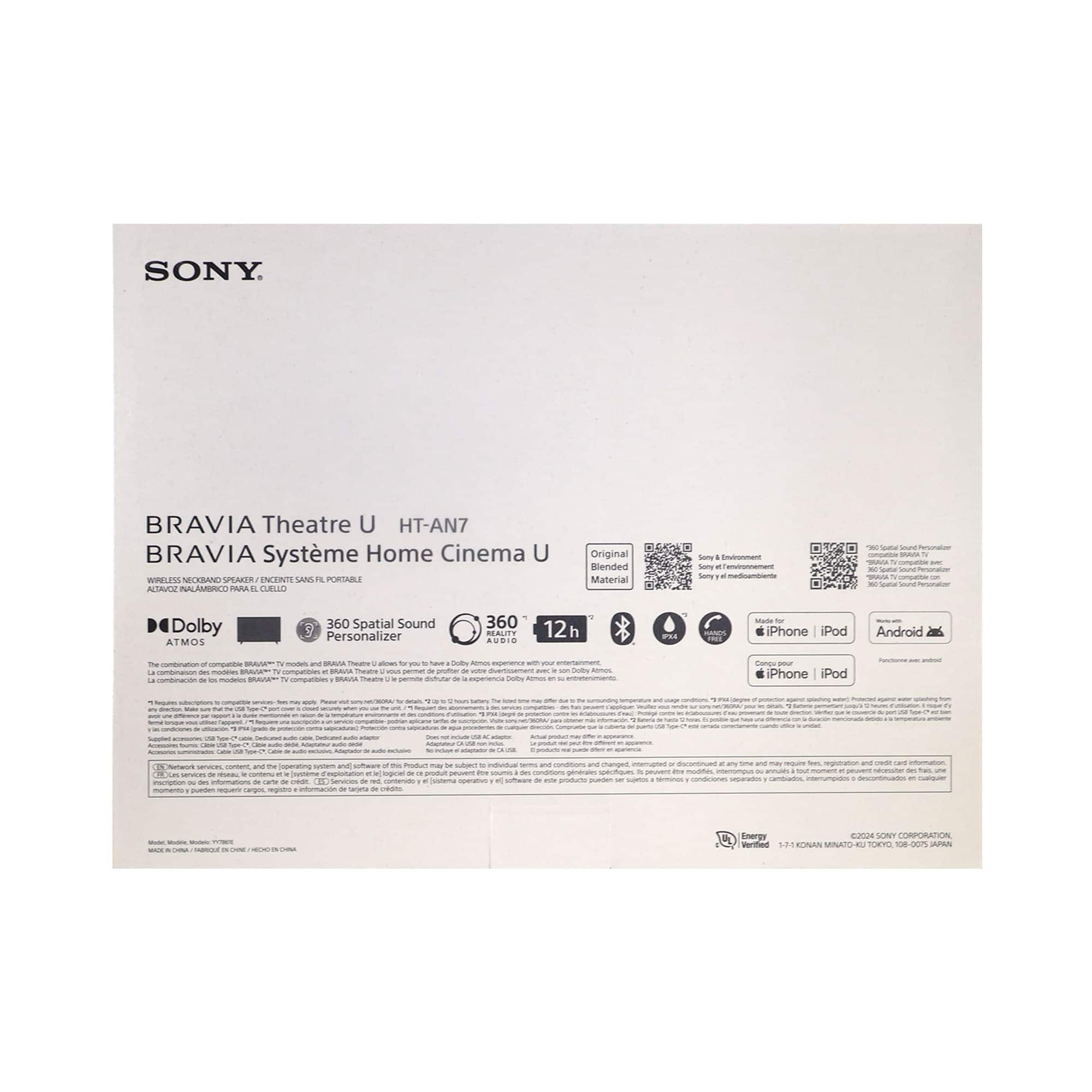 【美品】SONY BRAVIA Theatre U HT-AN7 ワイヤレスネックバンドスピーカー最新モデル BRAVIA Theater U「HT