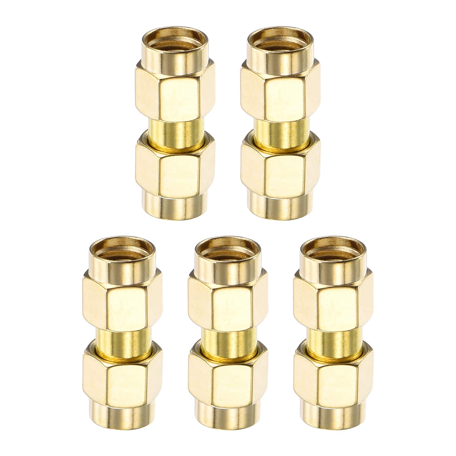 Unique Bargains - 5pcs SMA Straight Adapter, RP-SMA Male to Male 50 Ohm for Antennas/Signal/Test/Router/Car Navigation - Gold price history on PriceWatchPro