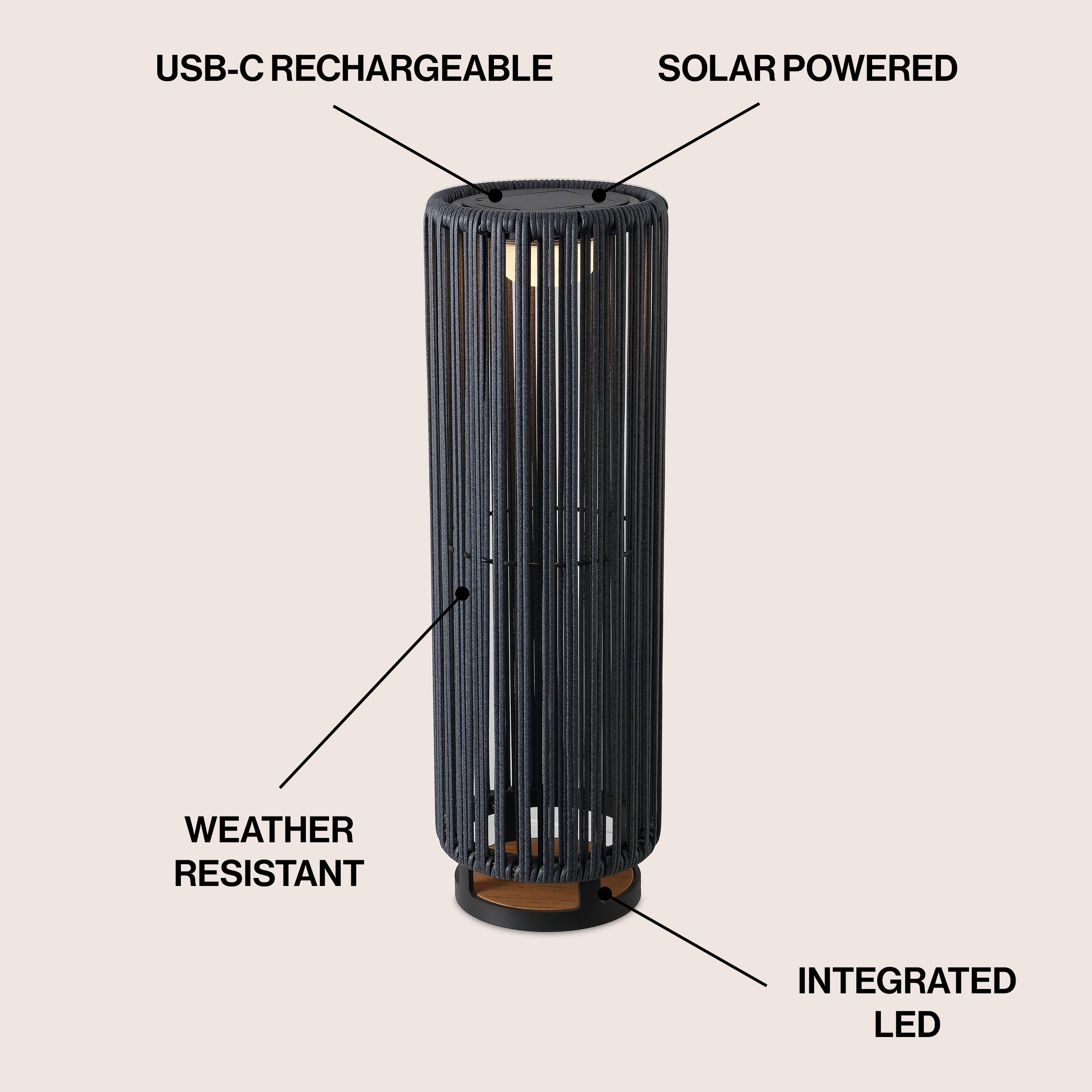 USB-C RECHARGEABLE SOLAR POWERED WEATHER RESISTANT INTEGRATED LED