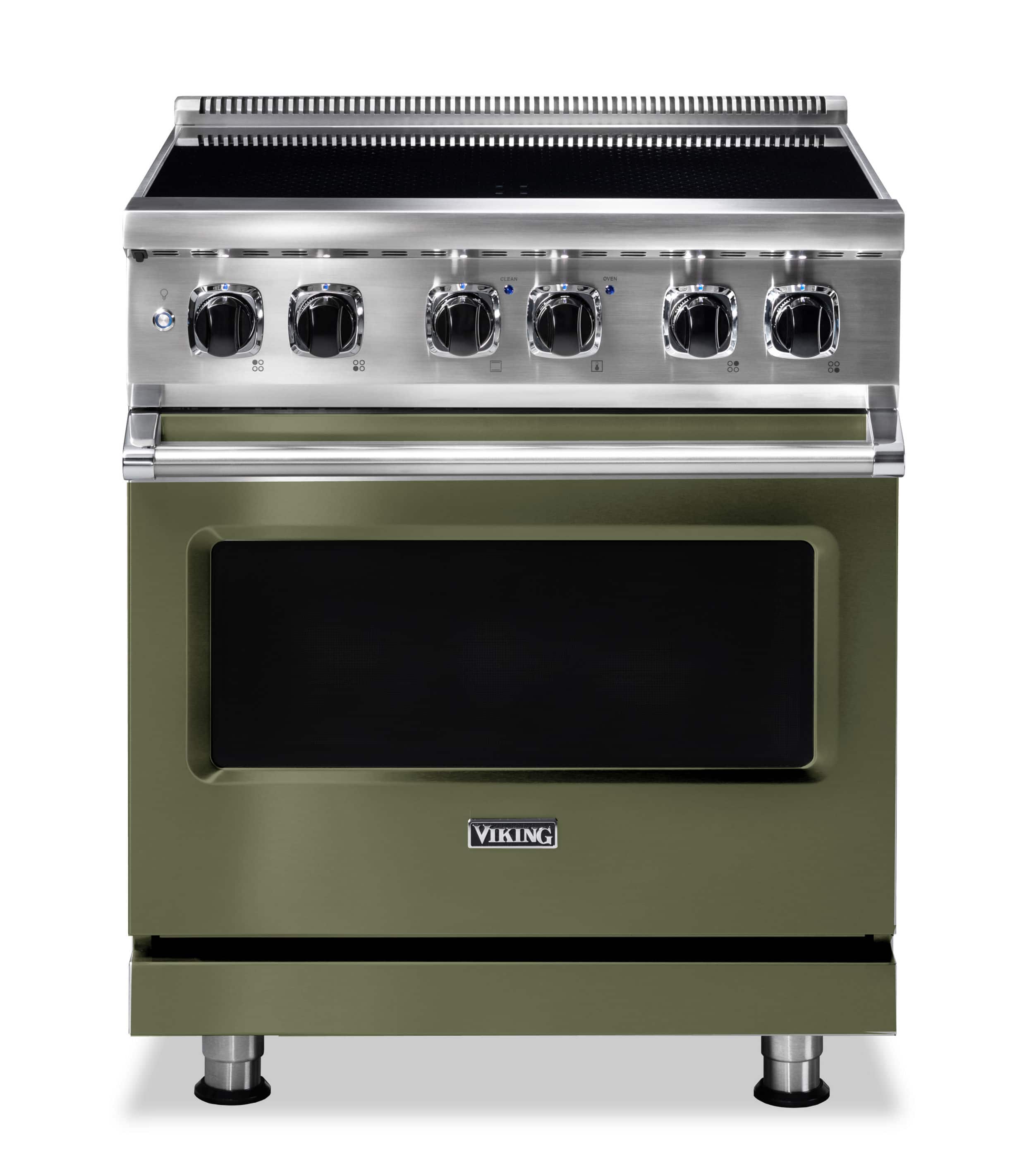 Front. Viking - 5 Series 4.7 Cu. Ft. Freestanding Electric Induction Range - Cypress Green.