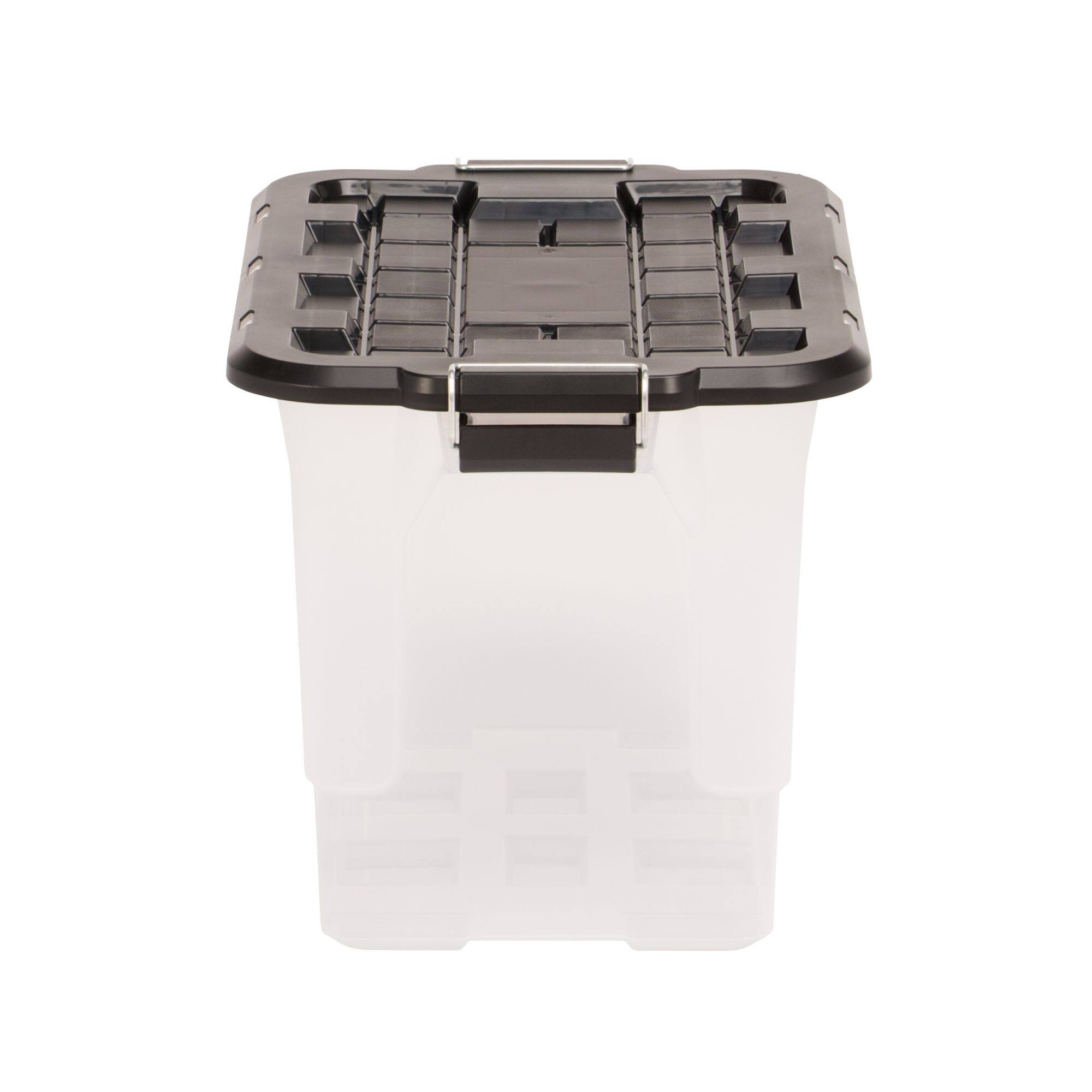 Alt View 8. Homz - Homz 2 Pack 20-Gallon Clear Plastic Stackable Home Storage Bin with Lid, Black - Clear, Black.