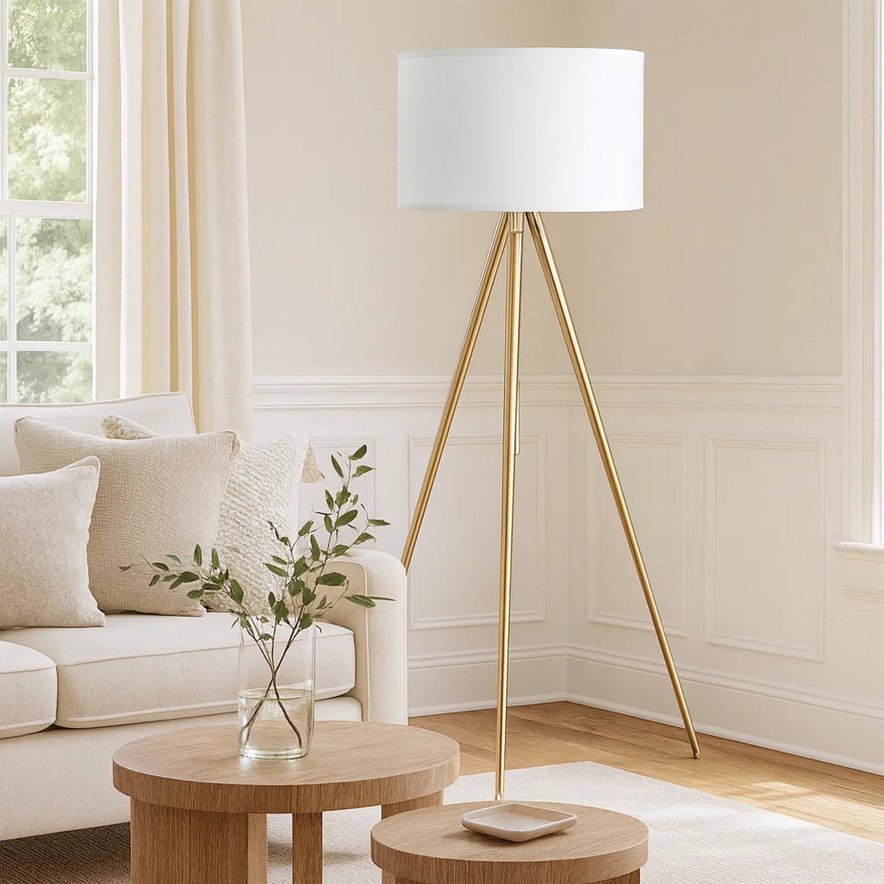 Alt View 2. Manhattan Lane - Kera Floor Lamp, Drum Shade, Tripod Base 64 Inch.