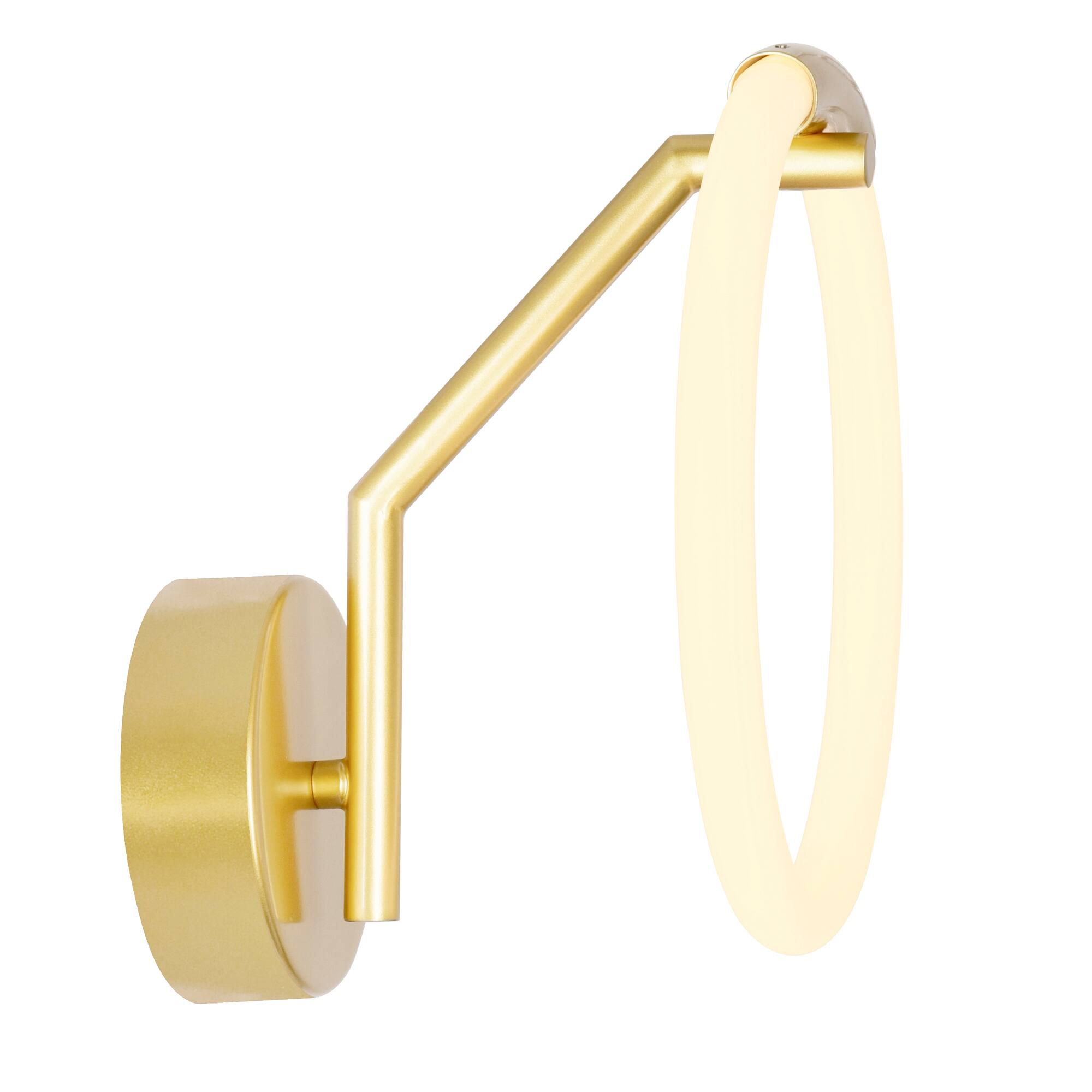Angle. CWI Lighting - Hoops 1 Light LED Wall Sconce With Satin Gold Finish - Satin Gold.
