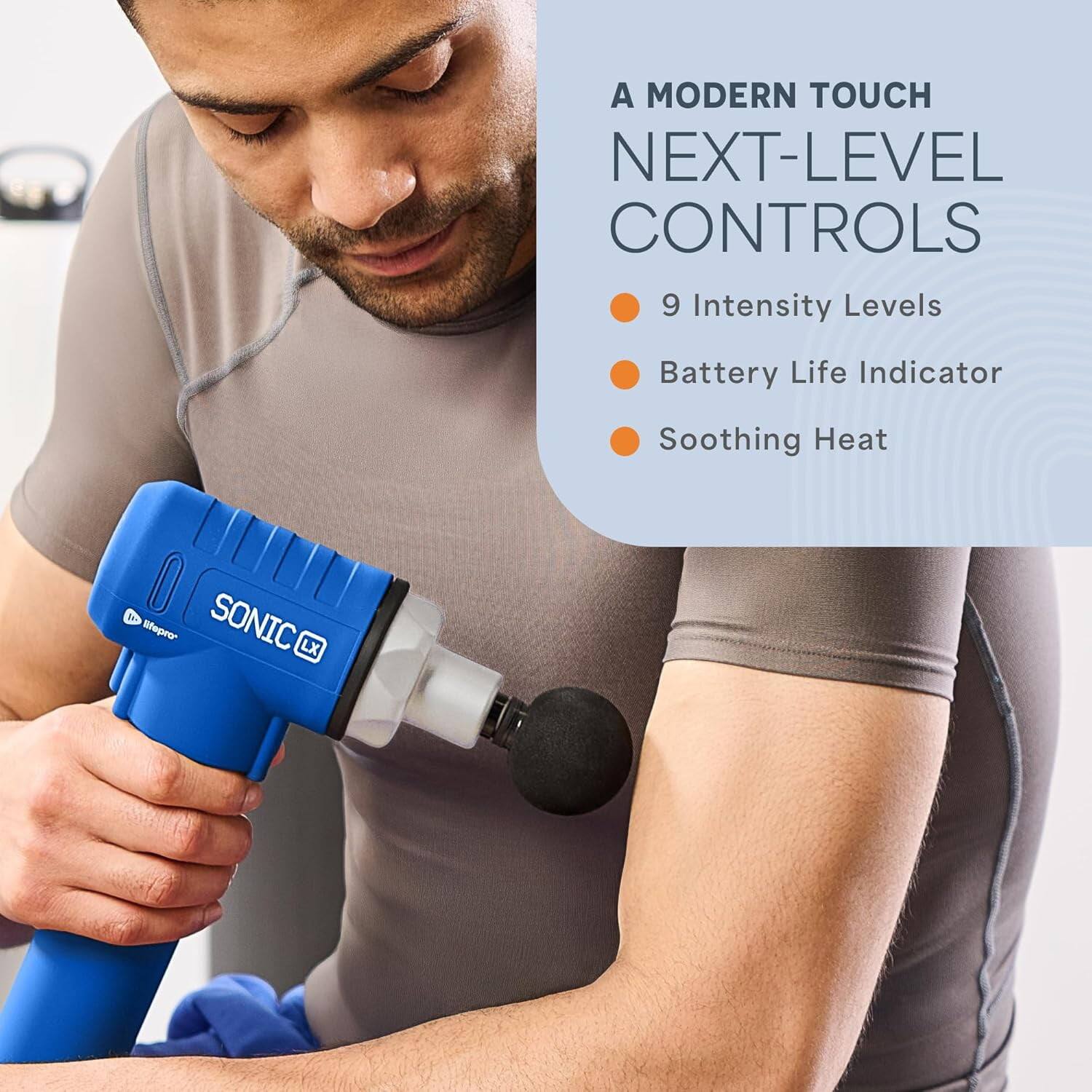 A MODERN TOUCH  
NEXT-LEVEL CONTROLS  
- 9 Intensity Levels  
- Battery Life Indicator  
- Soothing Heat  

SONIC LX  
Hitpro