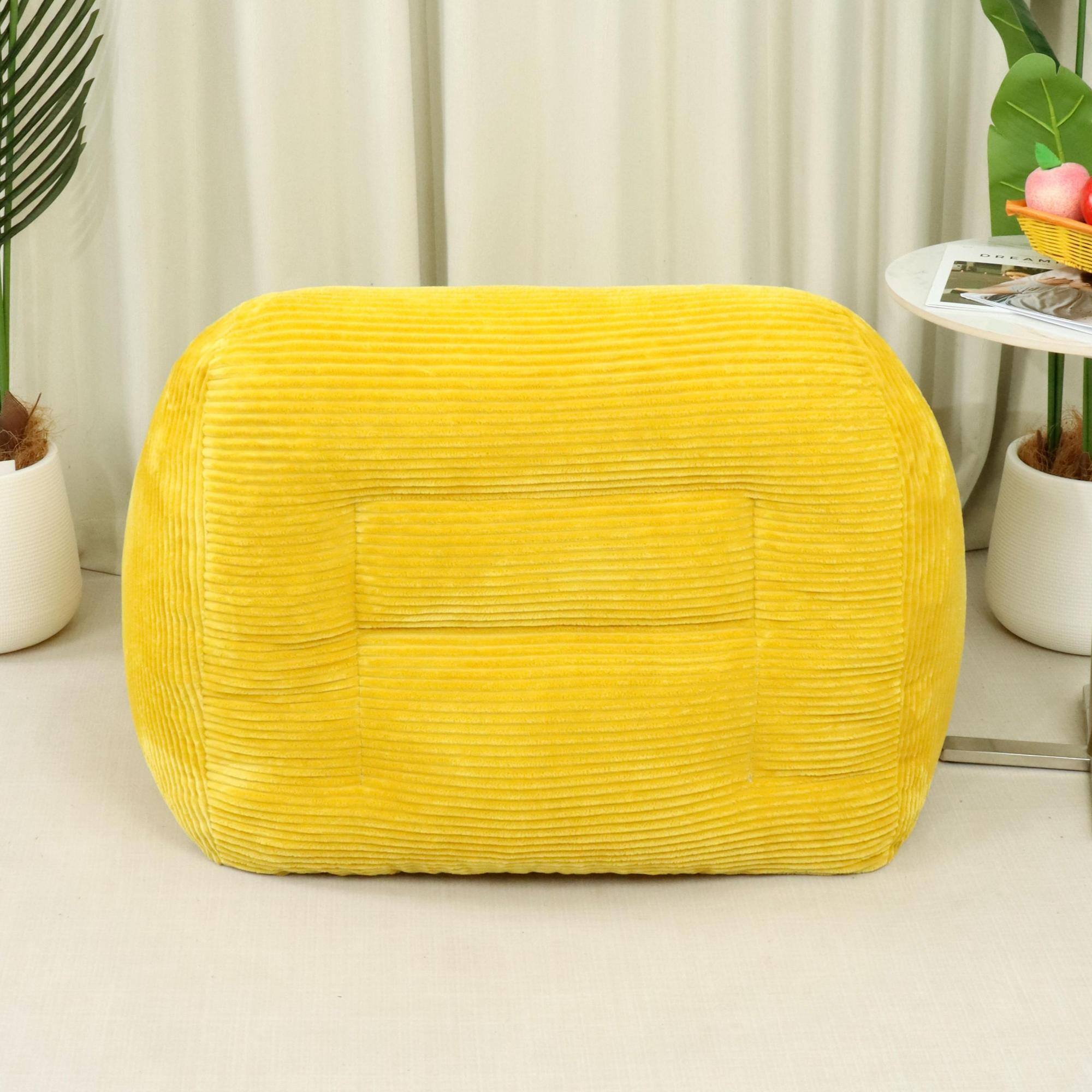 Alt View 1. GOODSILO - Plush Corduroy Fabric Beanbag Sofa for Cozy Living Spaces and Comfortable Lounging - Yellow.