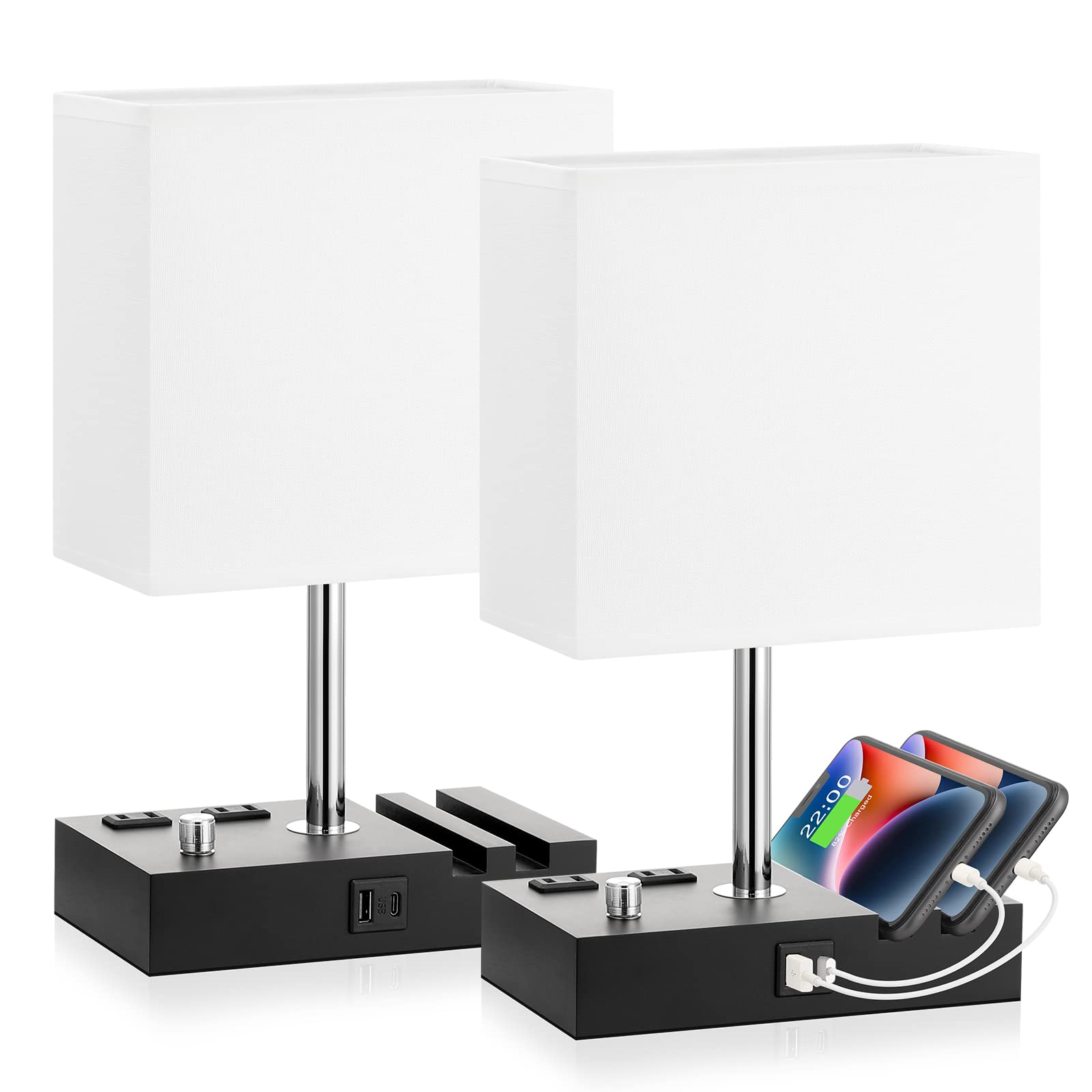 White Shade with Knob Switch 2 Pack