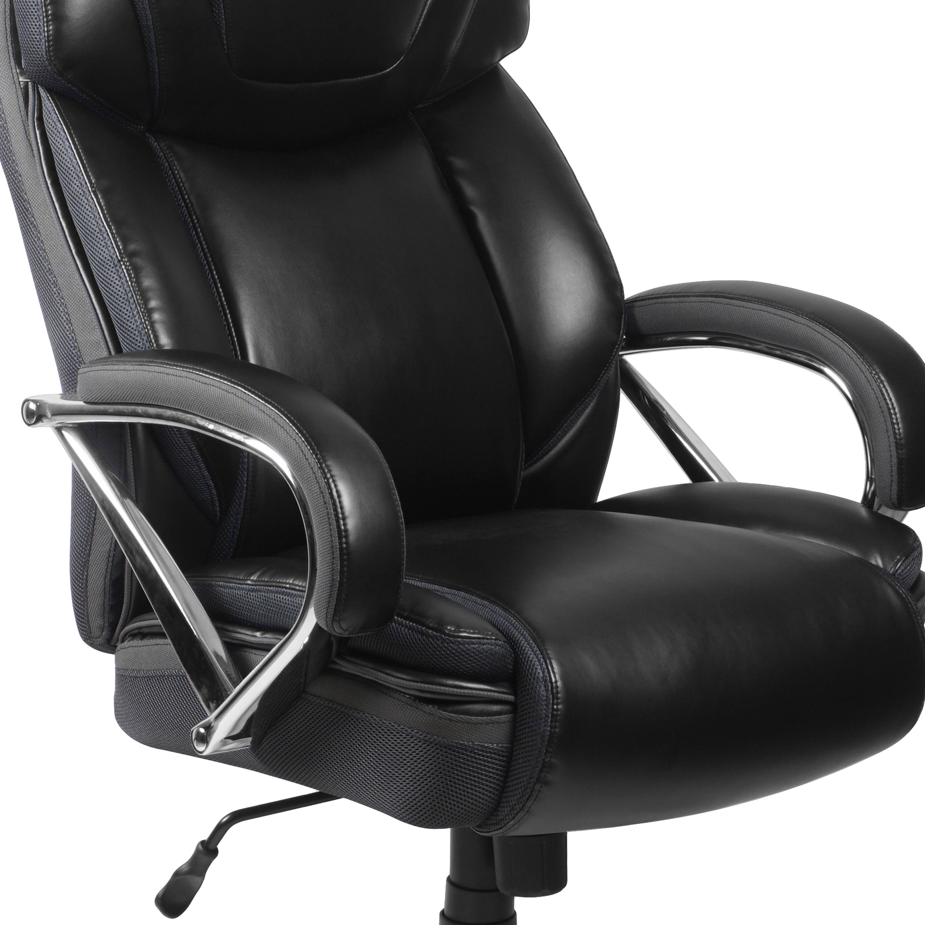 Alt View 9. Emma + Oliver - 500 lb. Big & Tall LeatherSoft Executive Ergonomic Office Chair with Wide Seat - Black.
