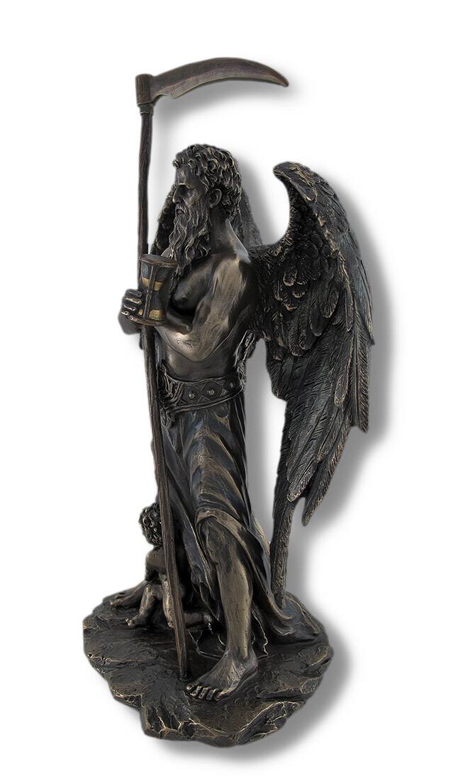 Alt View 2. Veronese Design - Father Time Chronos Standing with Child Playing at His Feet - Brown.