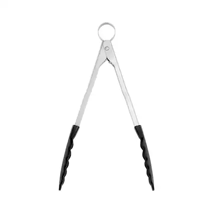 Front. Cuisipro - 9.5 Inch Nonstick Nylon Locking Tongs - Black.