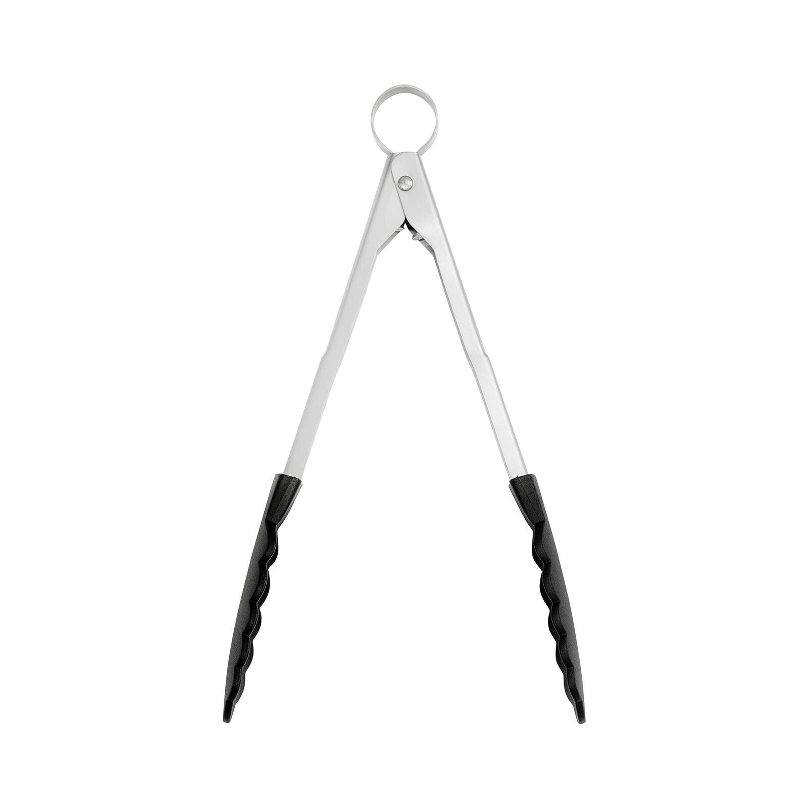 Front. Cuisipro - 9.5 Inch Nonstick Nylon Locking Tongs - Black.