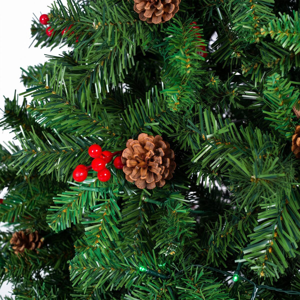 Alt View 1. Wisairt - 6FT Pre-Lit Artificial Christmas Tree, 825 Tips Full Green Pine with 250 LED 11 Modes - Green.
