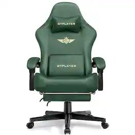 GTPlayer - Gaming Chair Fabric with Pocket Spring Cushion High Back Computer Chair - Green