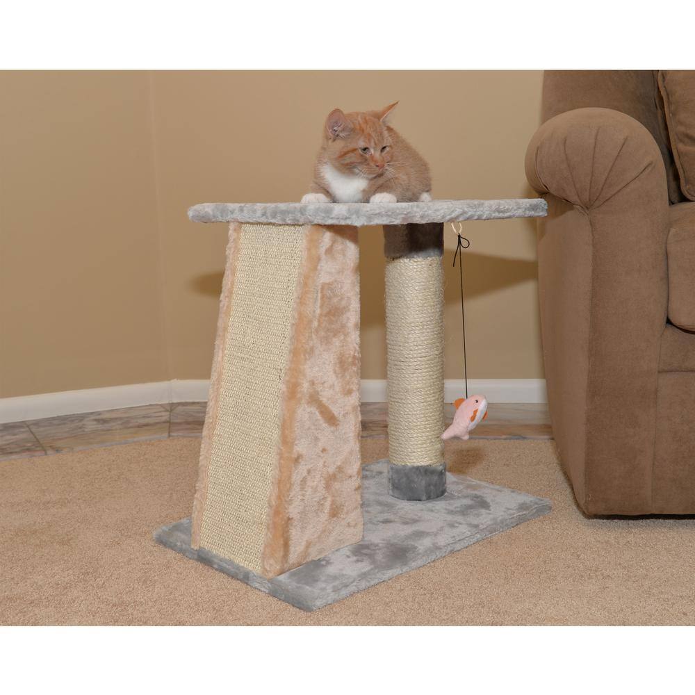 Angle. Armarkat - TwoLevel Platform Real Wood Scratcher W Sisal Carpet Board - Gray.