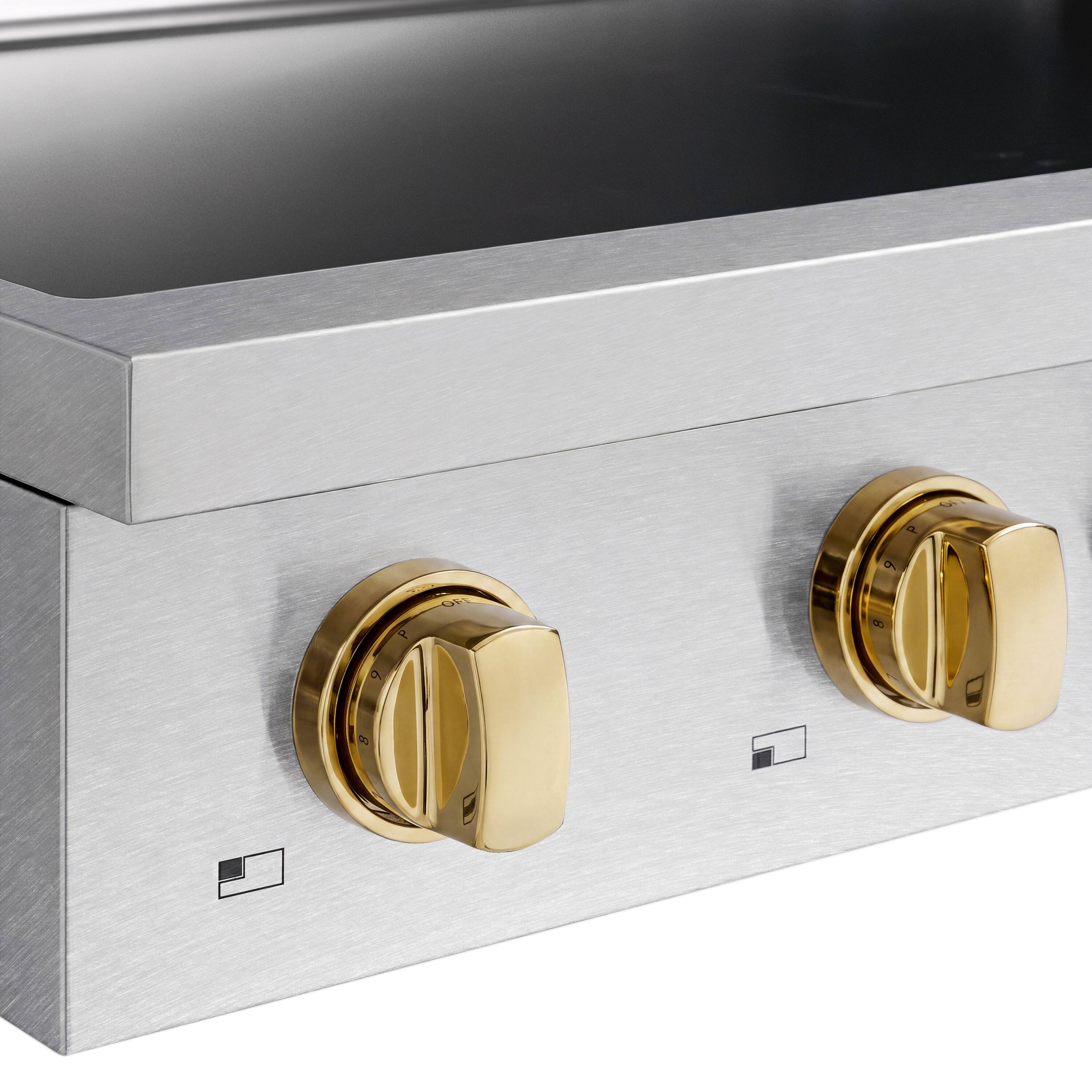 Alt View 10. ZLINE - Autograph 30 in. Paramount Built-in Induction Rangetop with 4 Element Cooktop in Satin Steel & Polished Gold Accents - Satin Stainless Steel.