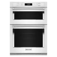 KitchenAid - 30" Built-In Electric Convection Double Wall Combination with Microwave and Air Fry Mode - White - Front_Zoom