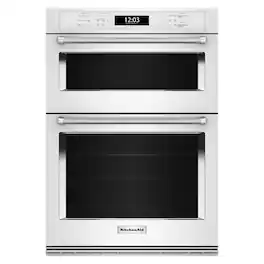 KitchenAid - 30" Built-In Electric Convection Double Wall Combination with Microwave and Air Fry Mode - White