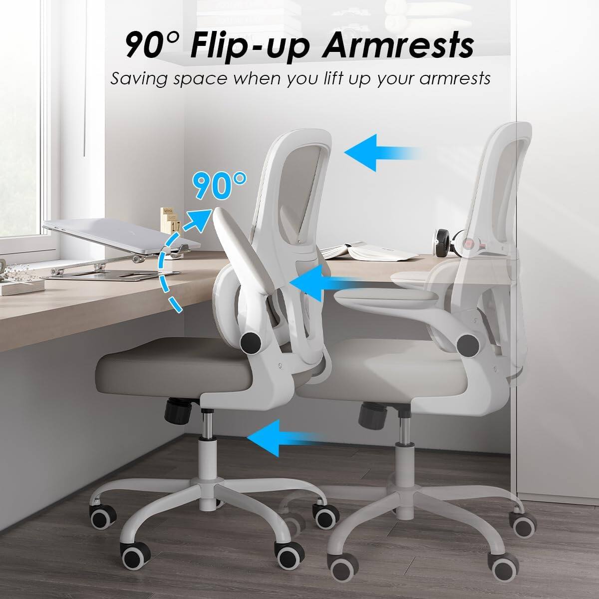 90° Flip-up Armrests  
Saving space when you lift up your armrests