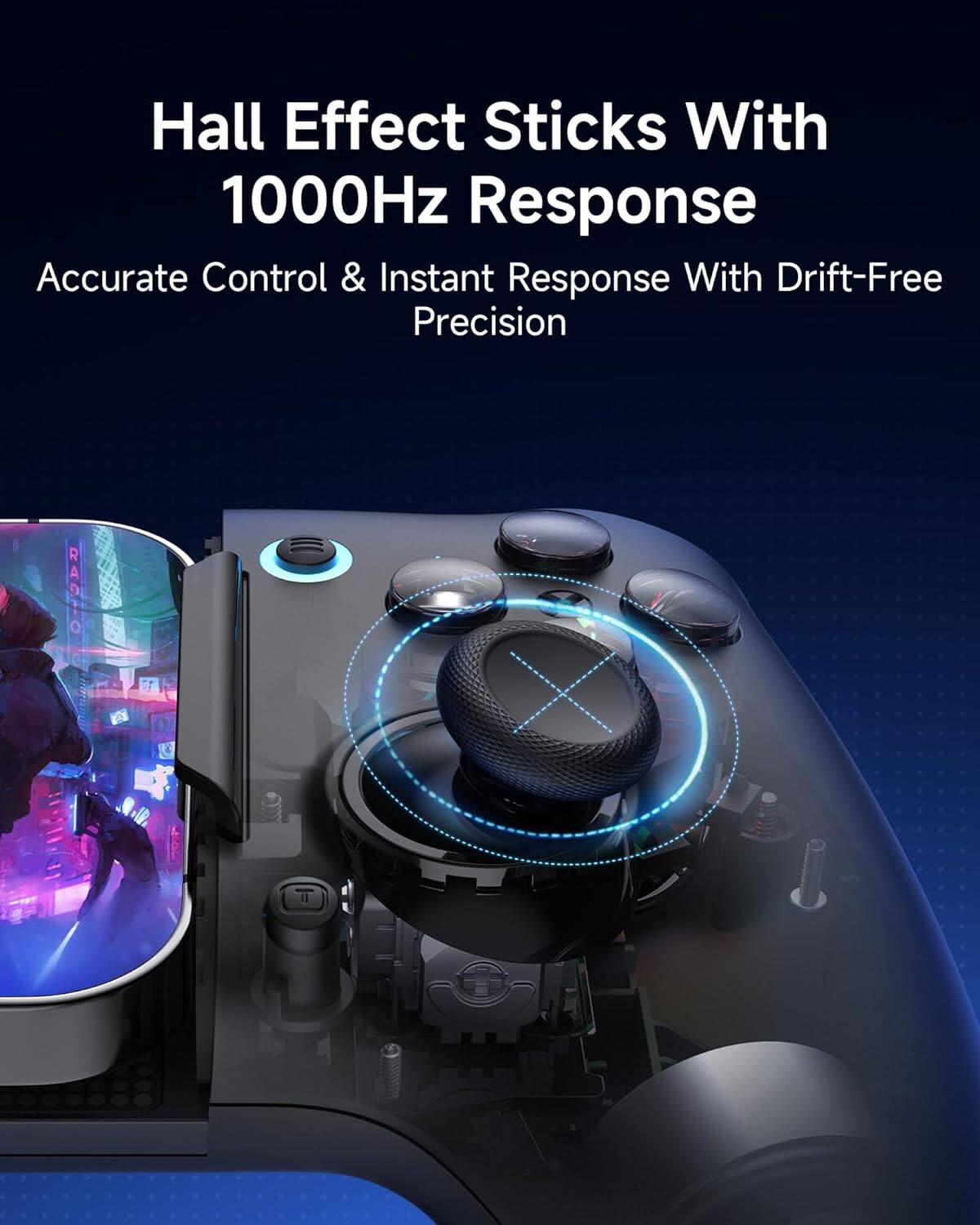 Hall Effect Sticks With 1000Hz Response  
Accurate Control & Instant Response With Drift-Free Precision