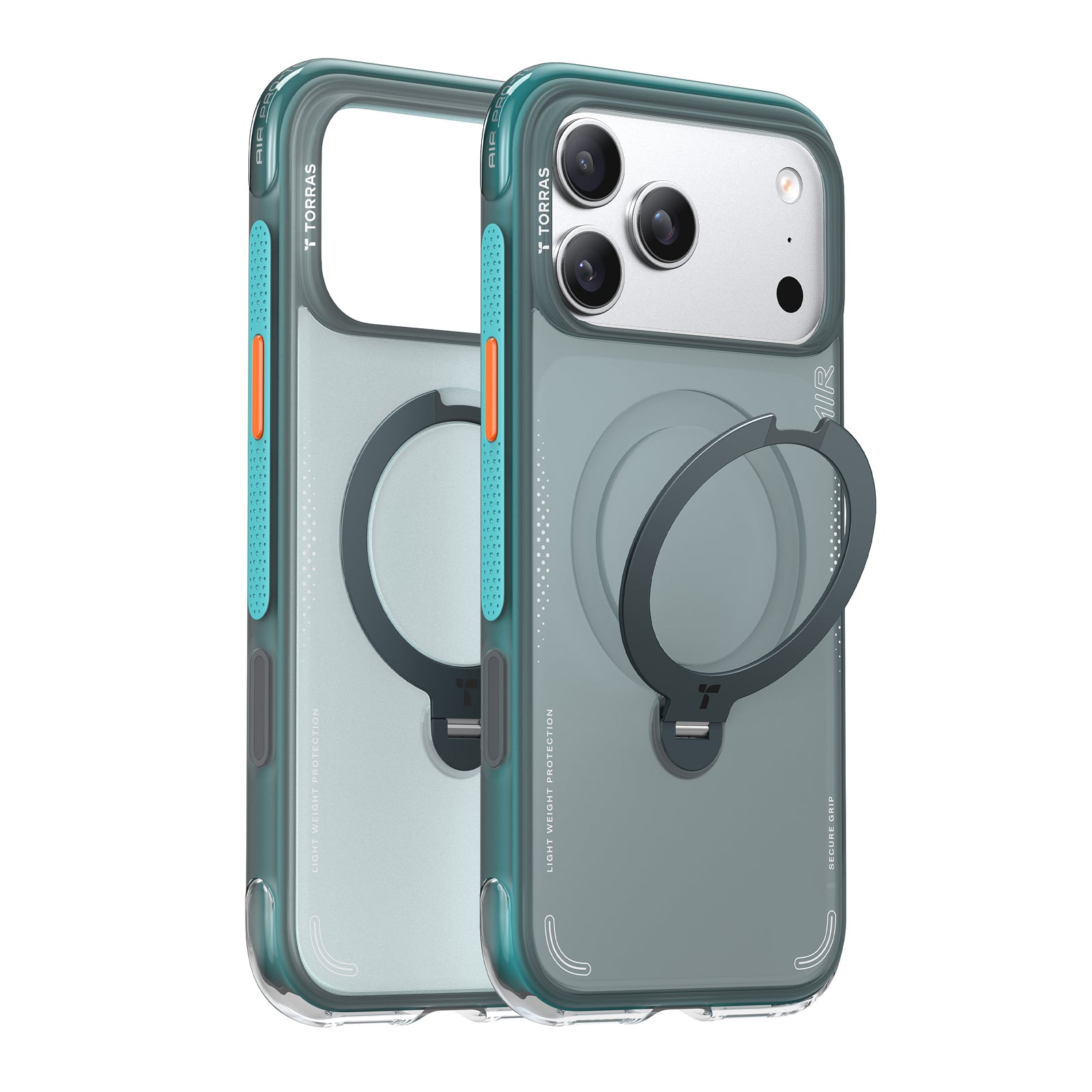 TORRAS - Ostand Q3 Air iPhone 18 Pro Case: 360° Spin Magnetic Kickstand, Mil-Grade Slim Cover - Glacier Sprint