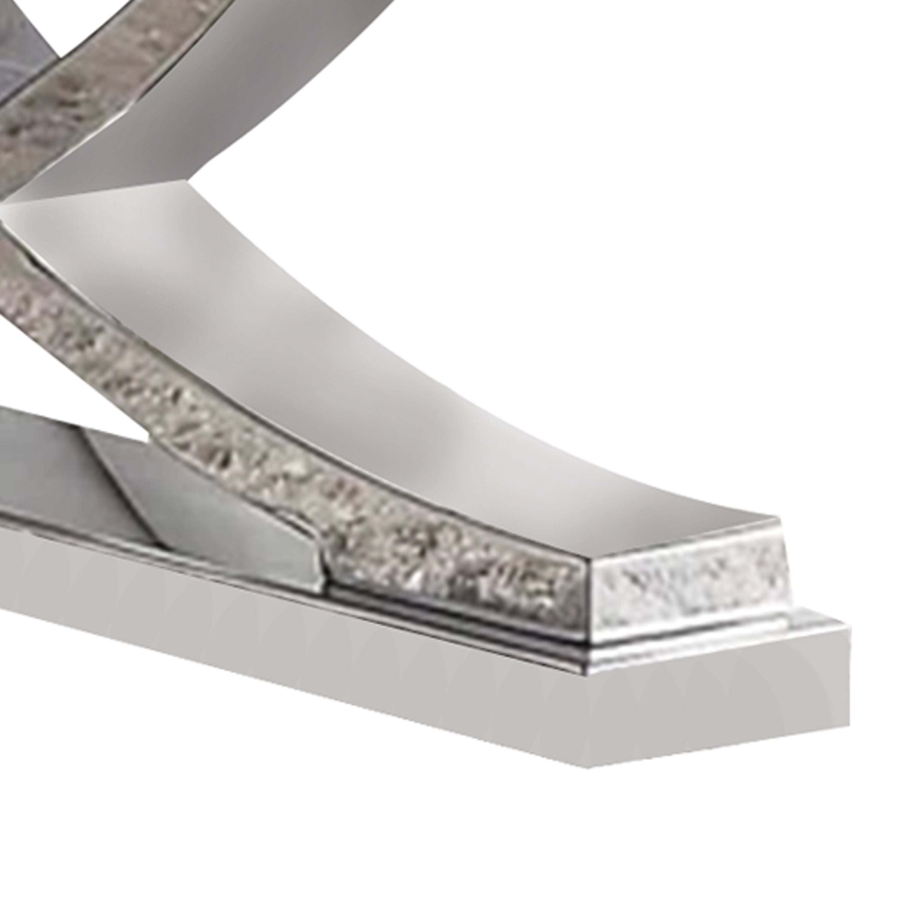 Alt View 3. Manhattan Lane - Wety Coffee Table, Faux Marble Top, Chrome Pedestal Base, 51 Inch - Chrome, White.