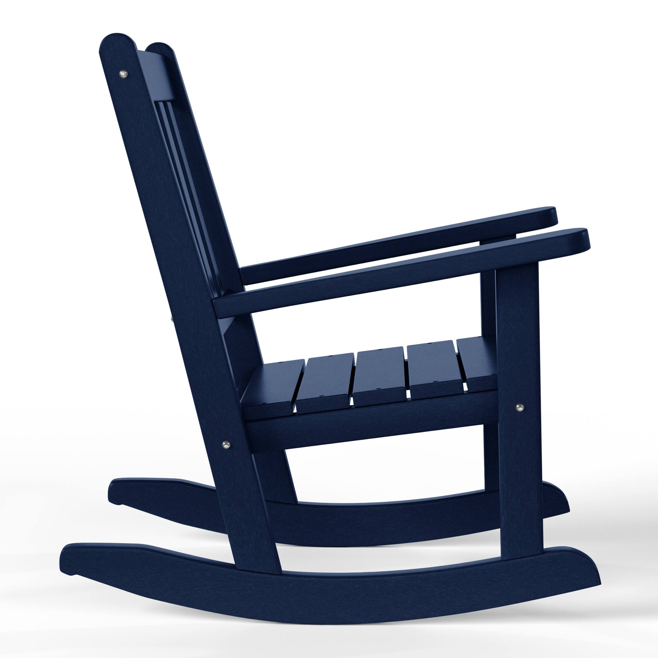 Back. WestinTrends - WestinTrends Malibu 3-Piece Kids Outdoor Rocking Chairs Set With Kids Square Side Table - Navy Blue.
