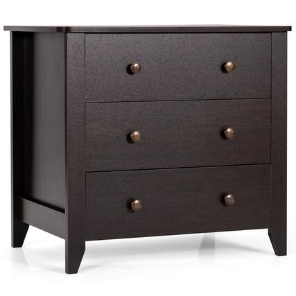 Front. Costway - Costway 3 Drawer Dresser Chest of Drawers Bedside Table for Living Room Bedroom - Espresso.