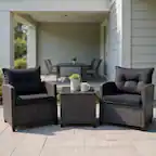 Front. Kadyn - 3 Pcs Patio Rattan Furniture Set, Wicker Furniture Sets, Patio Conversation Sets - Black.