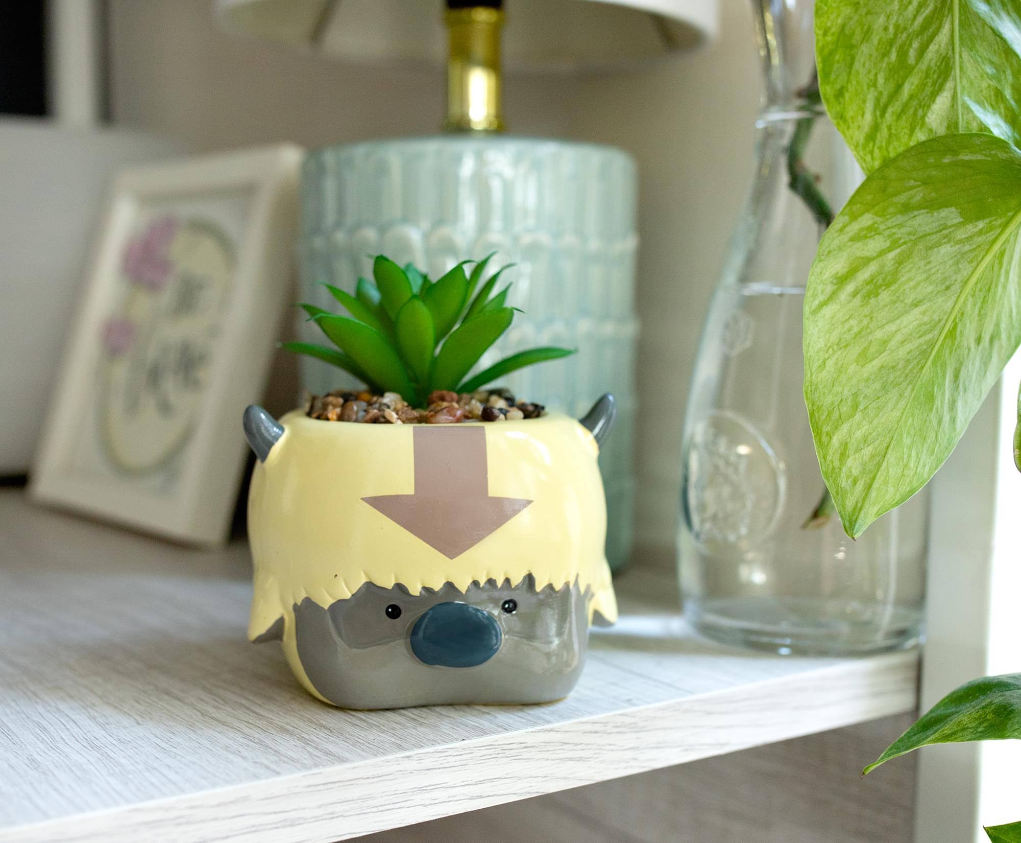 Alt View 2. Silver Buffalo - Avatar: The Last Airbender Appa 6-Inch Ceramic Planter With Artificial Succulent - White.