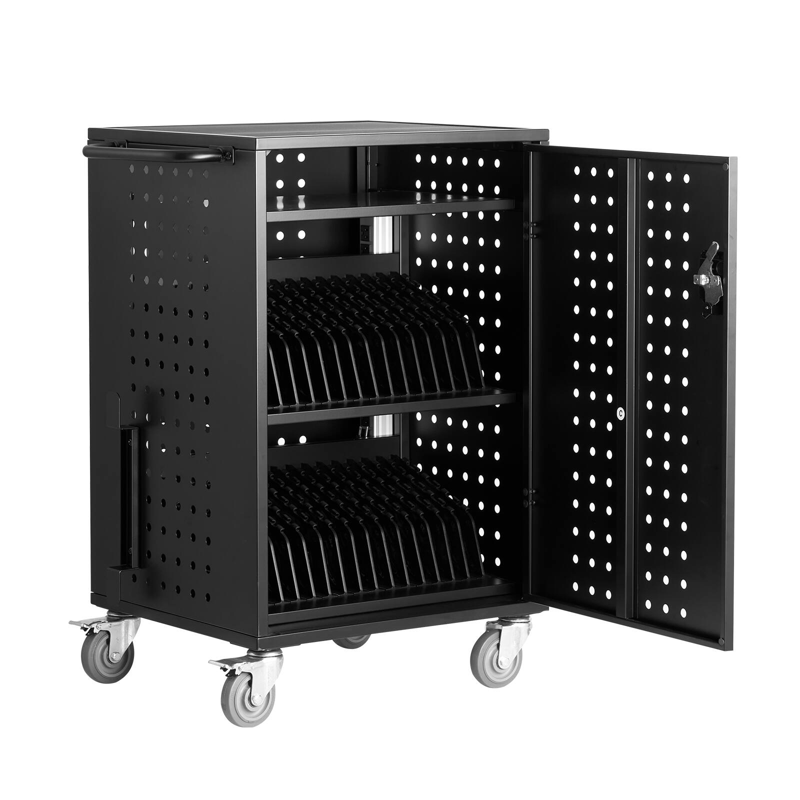 Alt View 5. VEVOR - Charging Cart, 32 Device Mobile Charging Station, Up to 15.6 in Screen Size, Office and Classroom Mobile Charging Cart - Black.