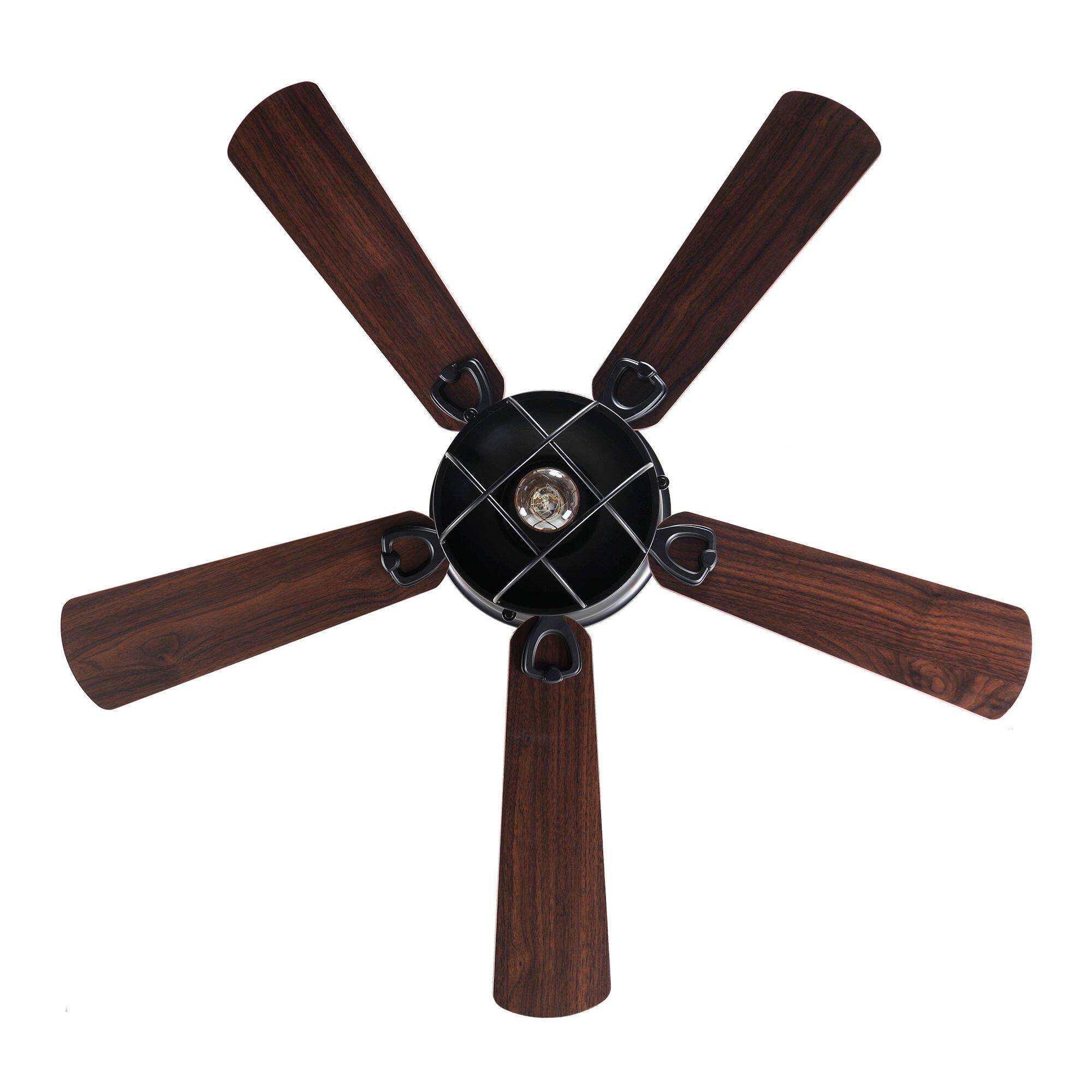 Alt View 8. Parrot Uncle - 42" Industrial Wood 5-Blade Matte Black Flush Mount Ceiling Fan with Remote - Black.