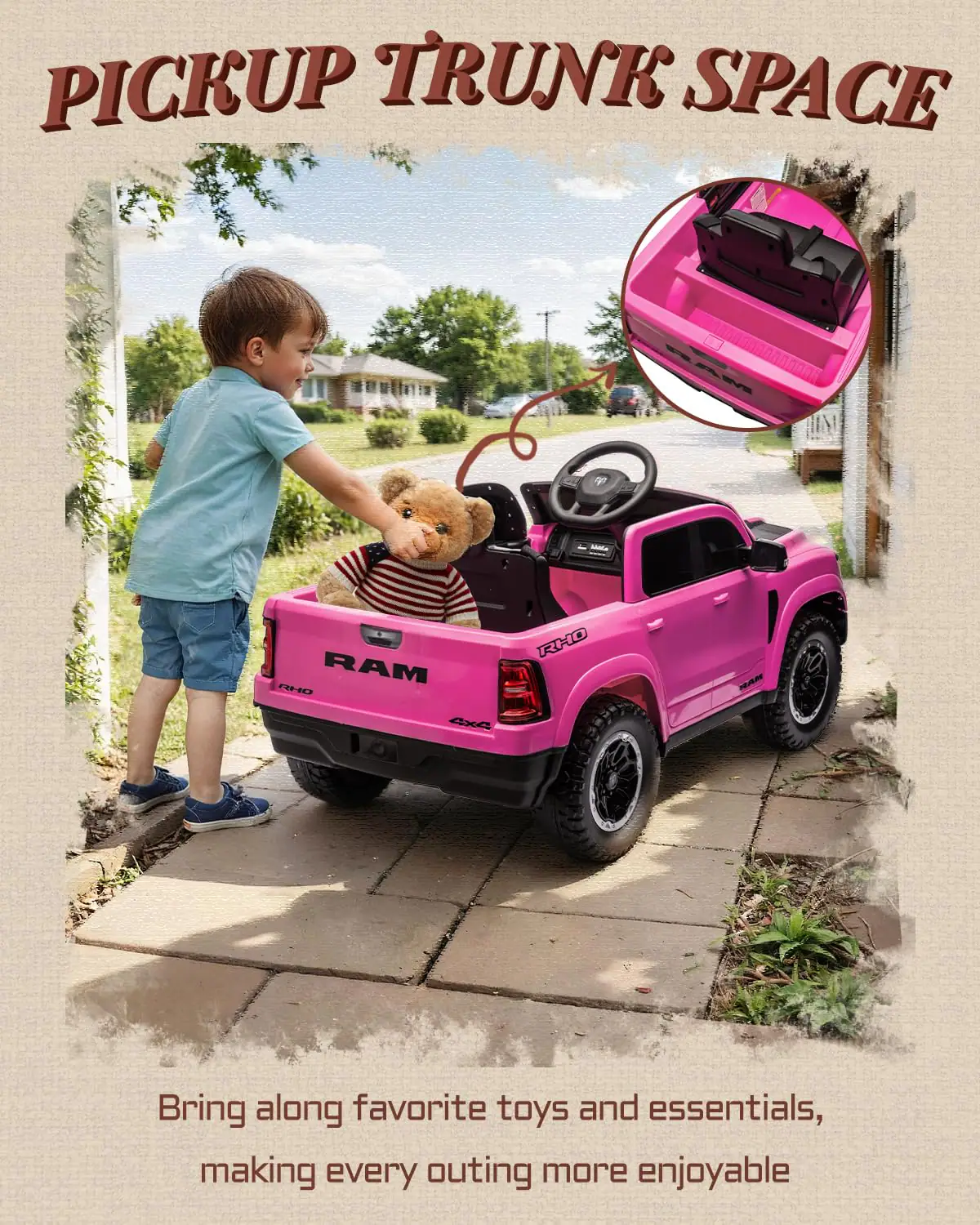 PICKUP TRUNK SPACE

RAM RHO 4x4

Bring along favorite toys and essentials, making every outing more enjoyable