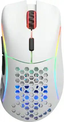 Front. Glorious - Model D Lightweight Wireless Optical Gaming Mouse with Customizable RGB - Matte White.