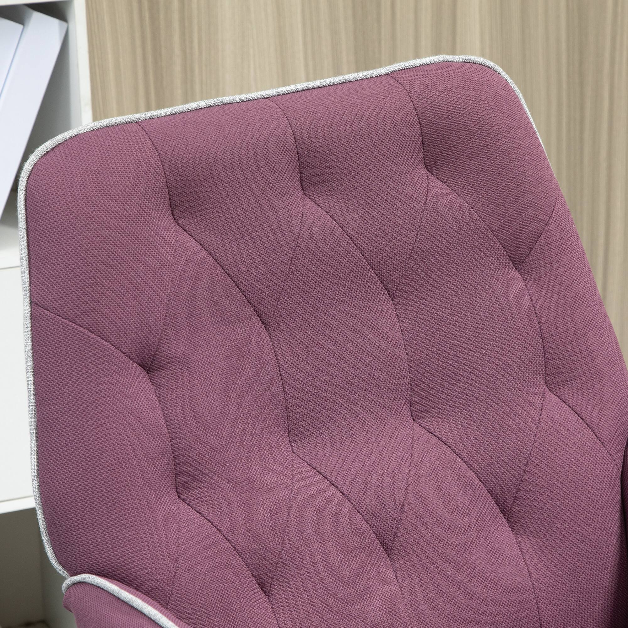 Alt View 8. Vinsetto - Spandex Home Office Chair, Tufted Height Adjustable Computer Desk Chair with Swivel Wheels and Padded Armrests - Purple.