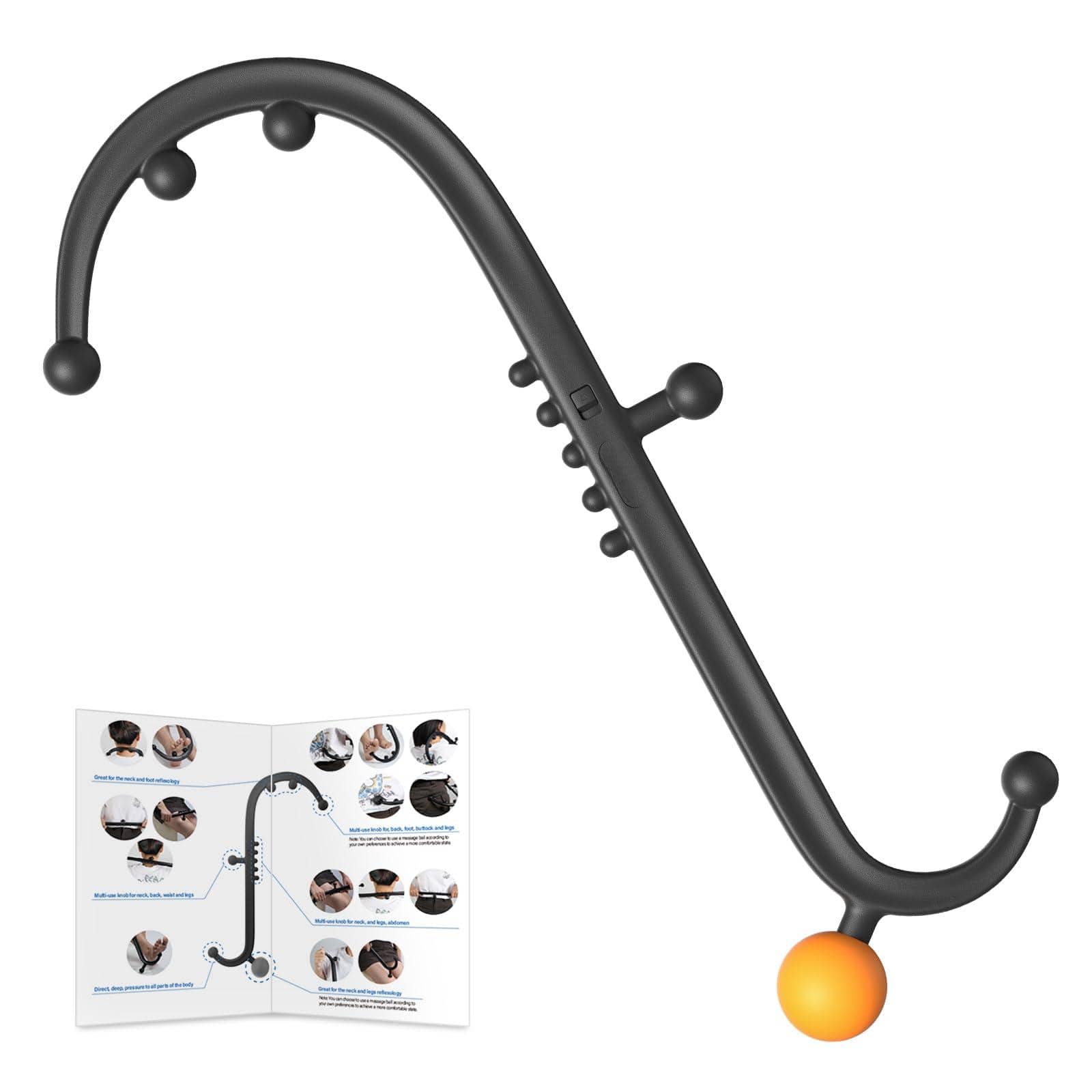 Live At Space - 2-Pack Blue Trigger Point Massage Hook for Neck & Shoulder, Lightweight Full-Body Knot Relief Tool - 642146668012