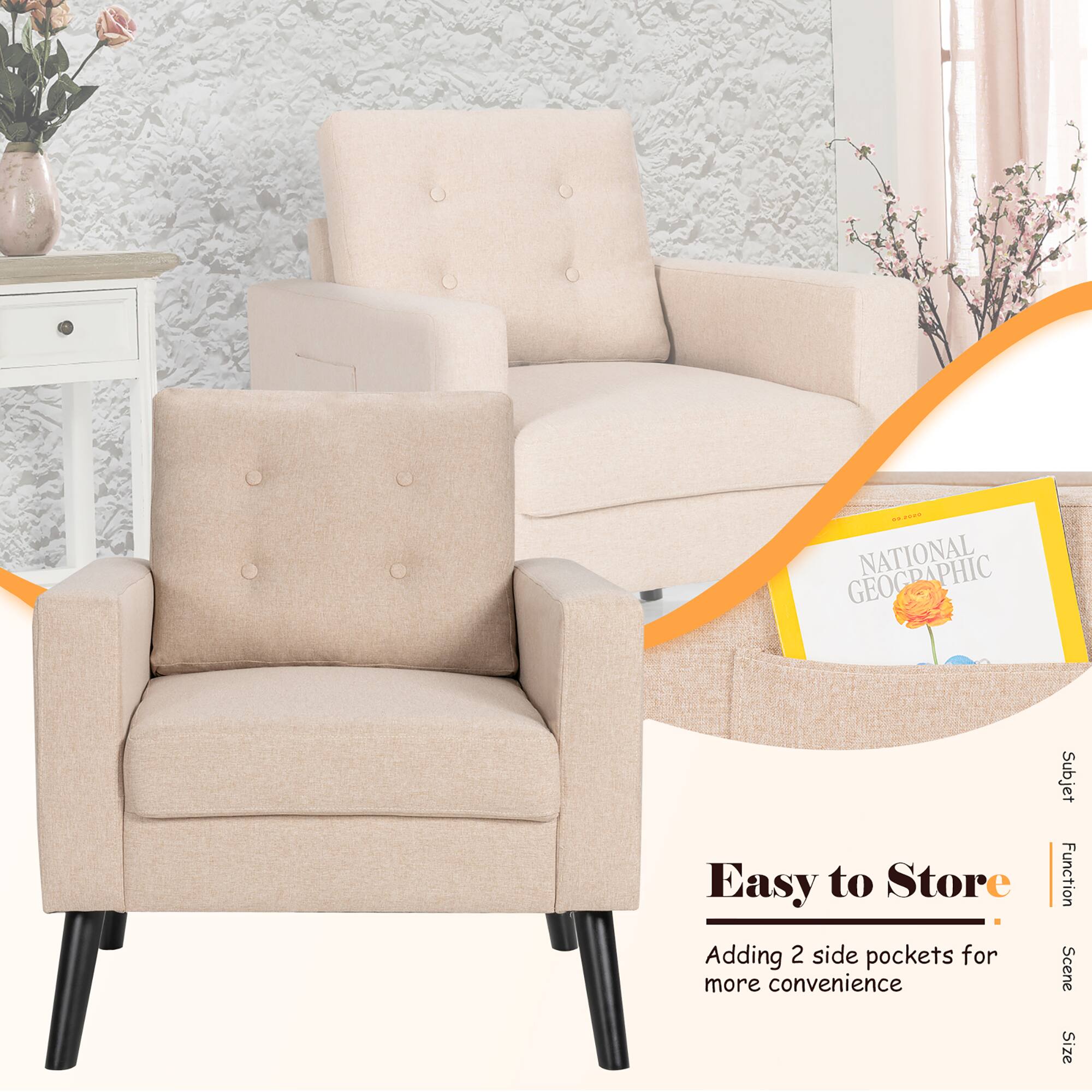 Adding 2 side pockets for more convenience Subject Function Scene Size National Geographic Easy to Store