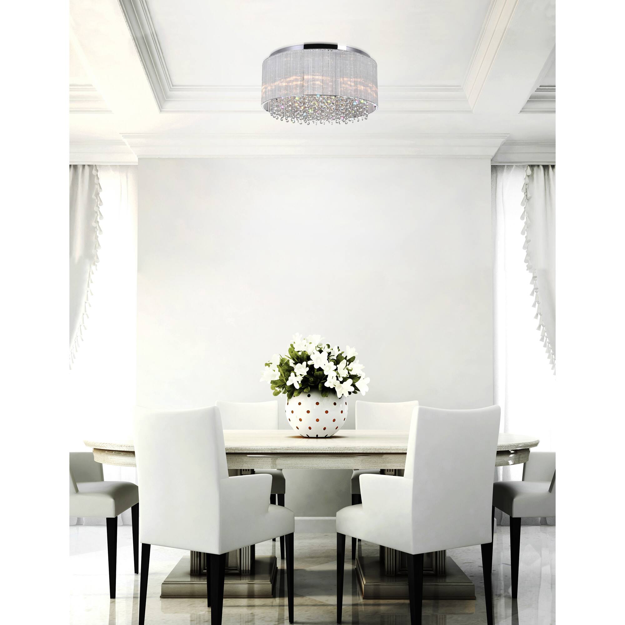 Alt View 2. CWI Lighting - Spring Morning 6 Light Drum Shade Flush Mount With Chrome Finish - Chrome.