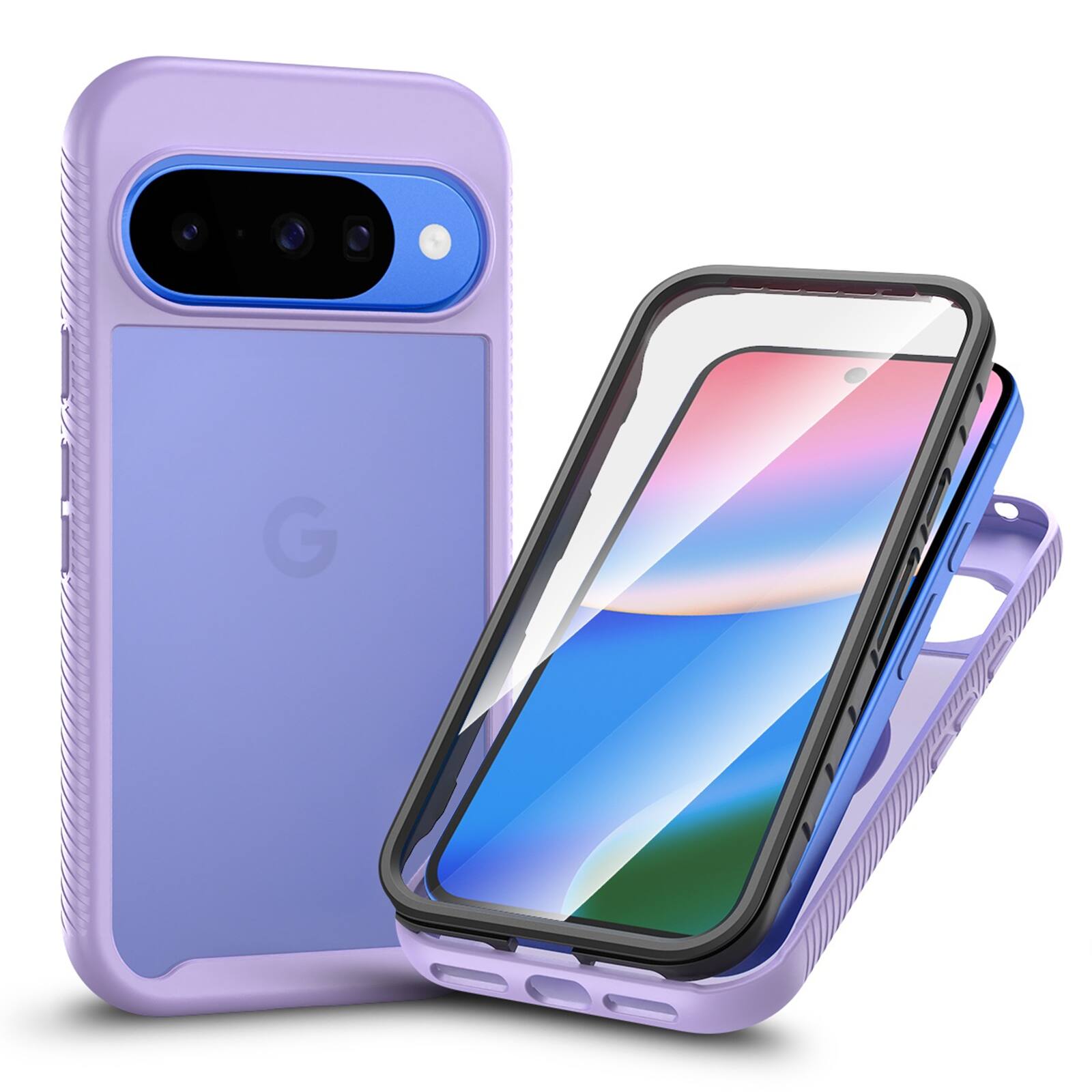 Dteck - Shockproof Phone Case for Google Pixel 11 Pro with Screen Protector, Translucent Matte Cover, Side Non Slip Texture - Purple price history on PriceWatchPro