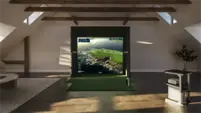 Foresight Sports - Complete Golf Sim Package w/ Quad-Max Launch Monitor, 11ft Frame, Projector, Gaming PC, Screen, & Mat - White - Front_Zoom