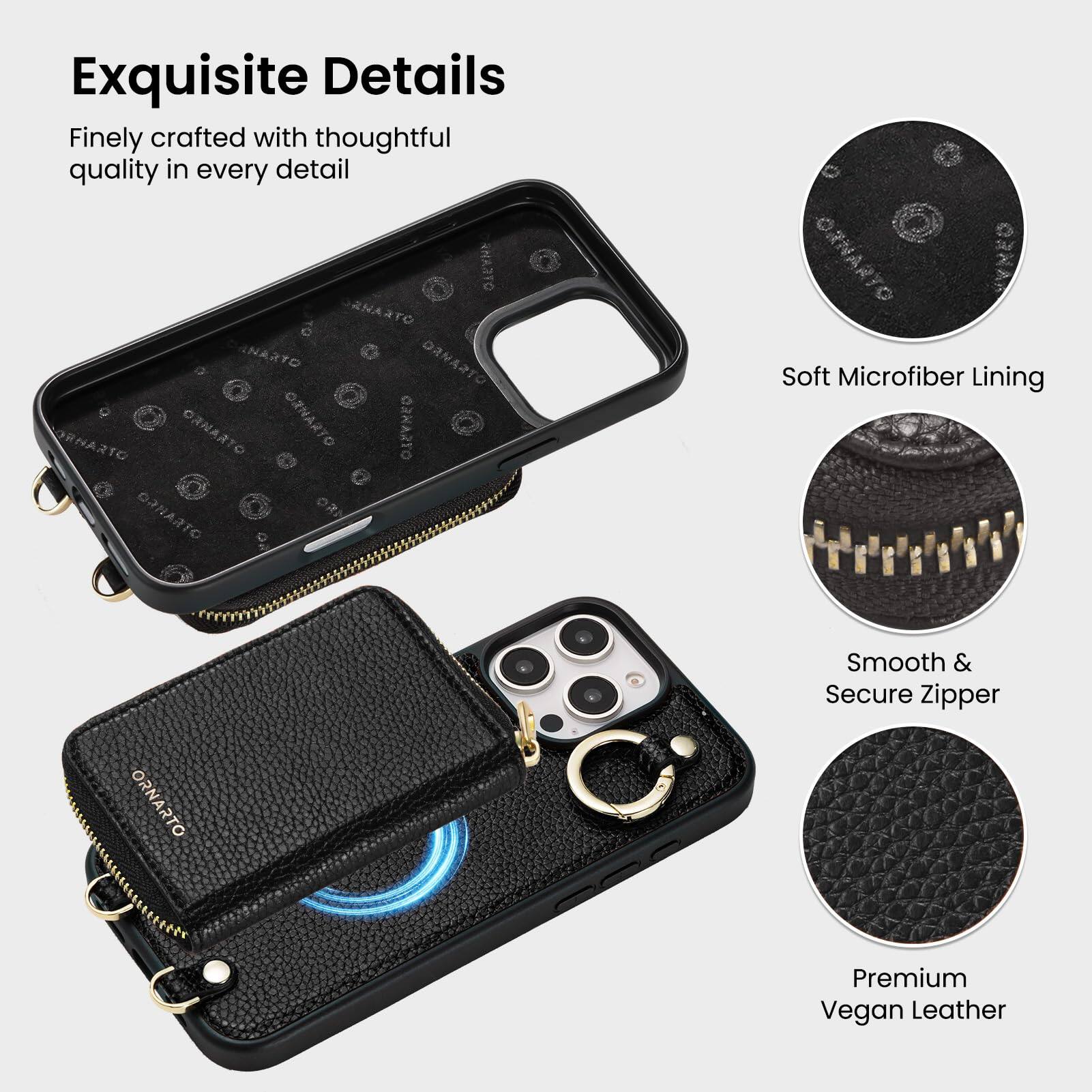 Exquisite Details  
Finely crafted with thoughtful quality in every detail

- Soft Microfiber Lining
- Smooth & Secure Zipper
- Premium Vegan Leather