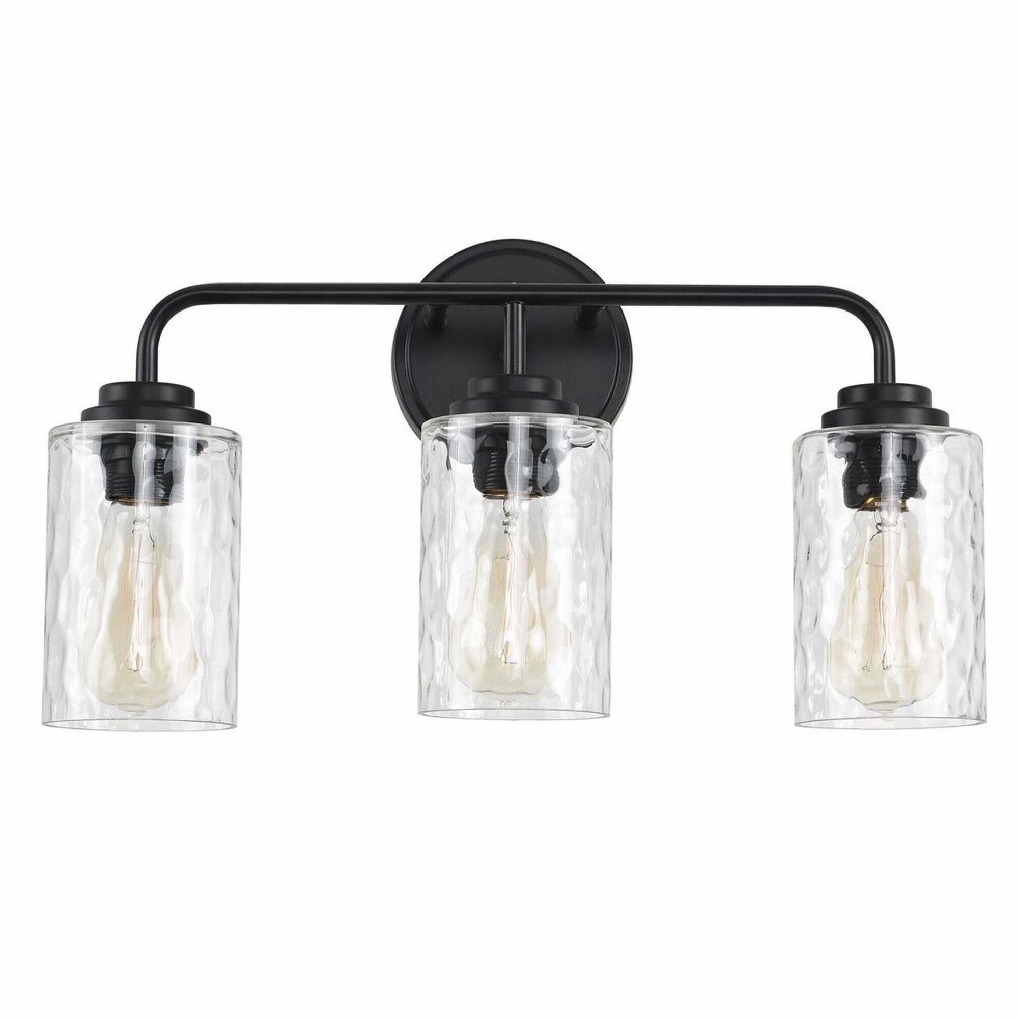 Alt View 4. RYHNUYNE - 3‑Light Industrial Vanity Wall Sconce,Wall Light Fixture for Bathroom, Bedroom, Living Room, Kitchen - Matte Black.