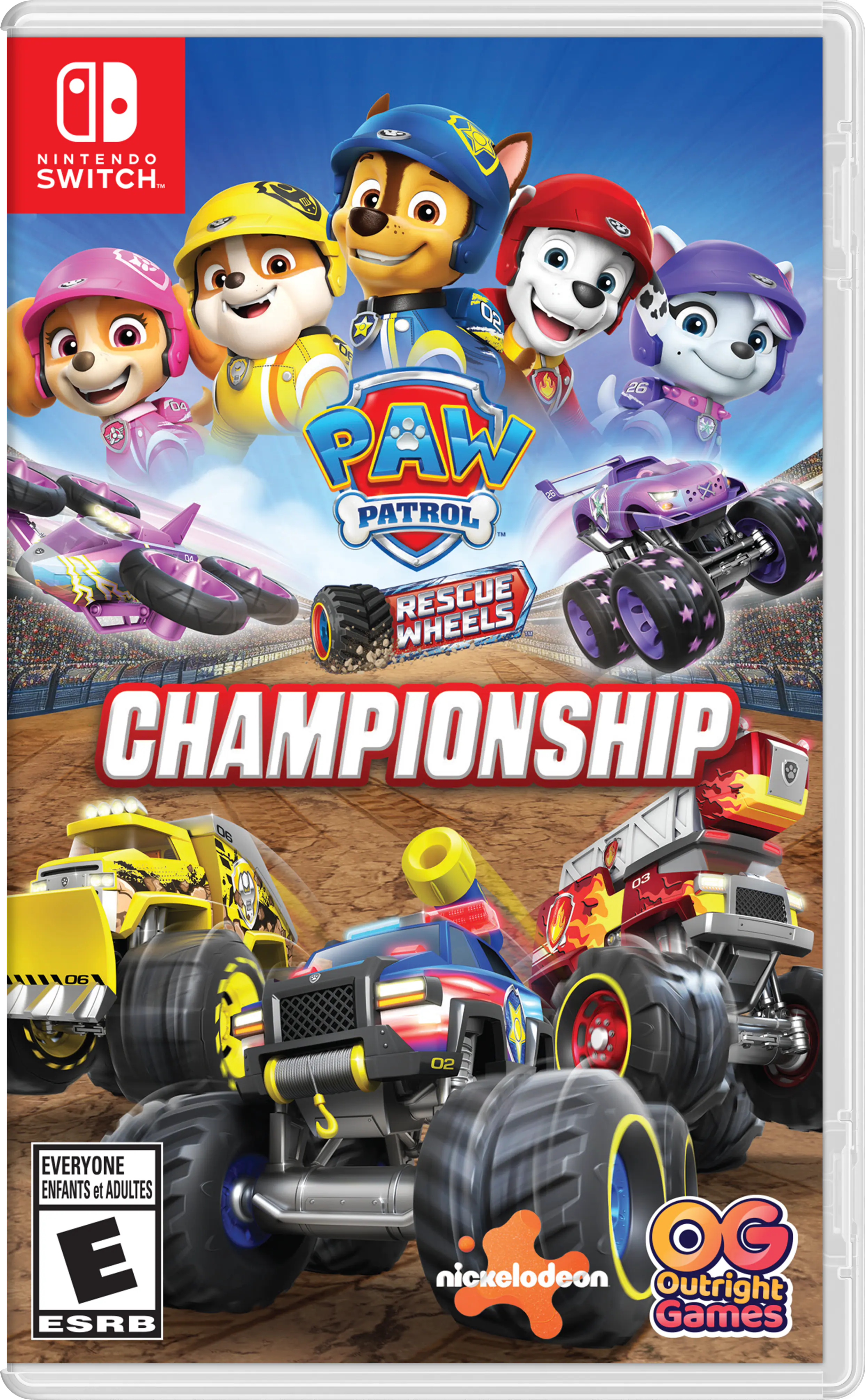 Nintendo Switch - 26 E F V X SO 20 04 PAW Patrol: Rescue Wheels Championship 03 06 EVERYONE ENFANTS et ADULTES E ESRB 02 nickelodeon OG Outright Games - E (Everyone)