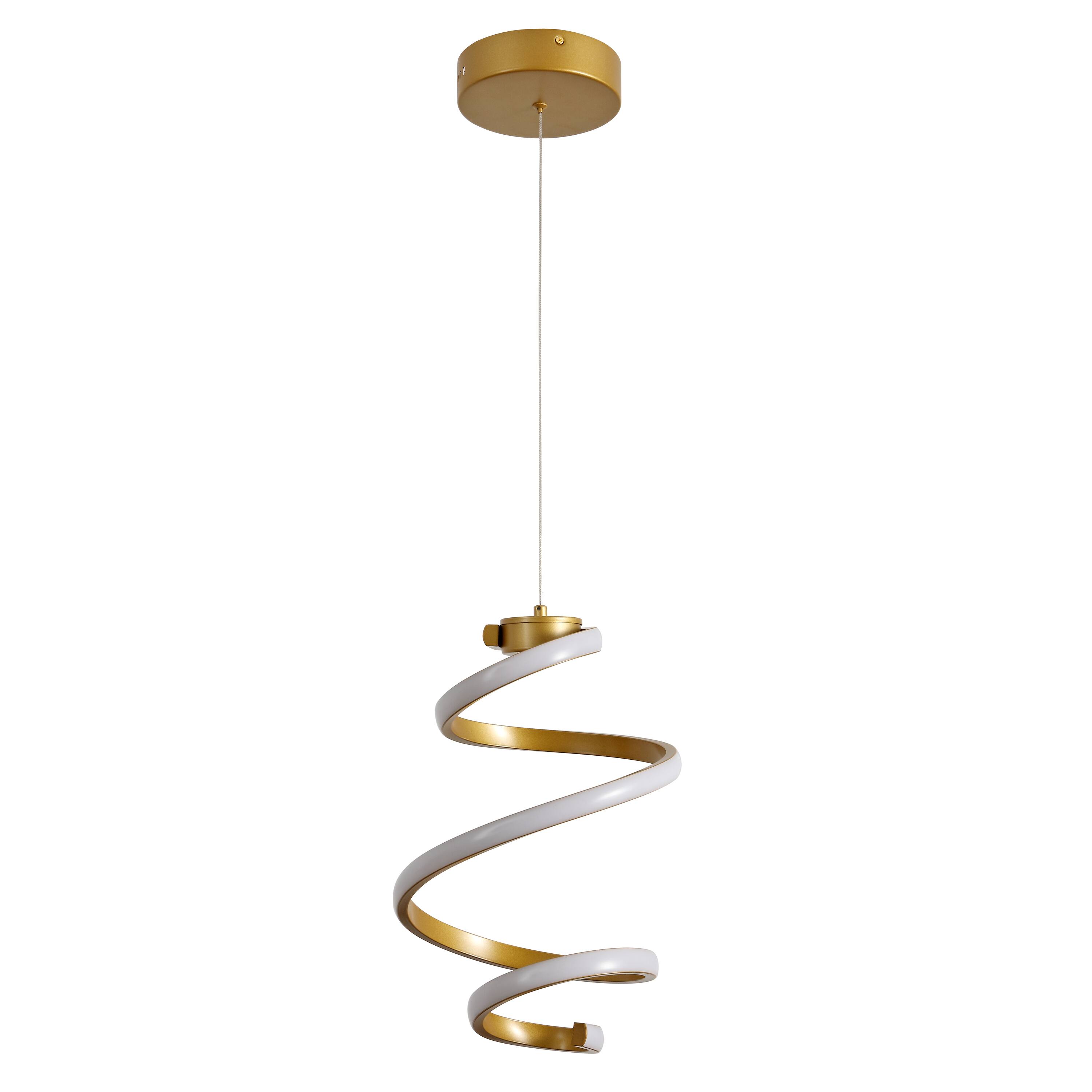 Alt View 7. Jonathan Y - Whirl 11" 1-Light Modern Minimalist Metal Helix Swirl Abstract Integrated LED Pendant, Gold Painting - Gold Painting.
