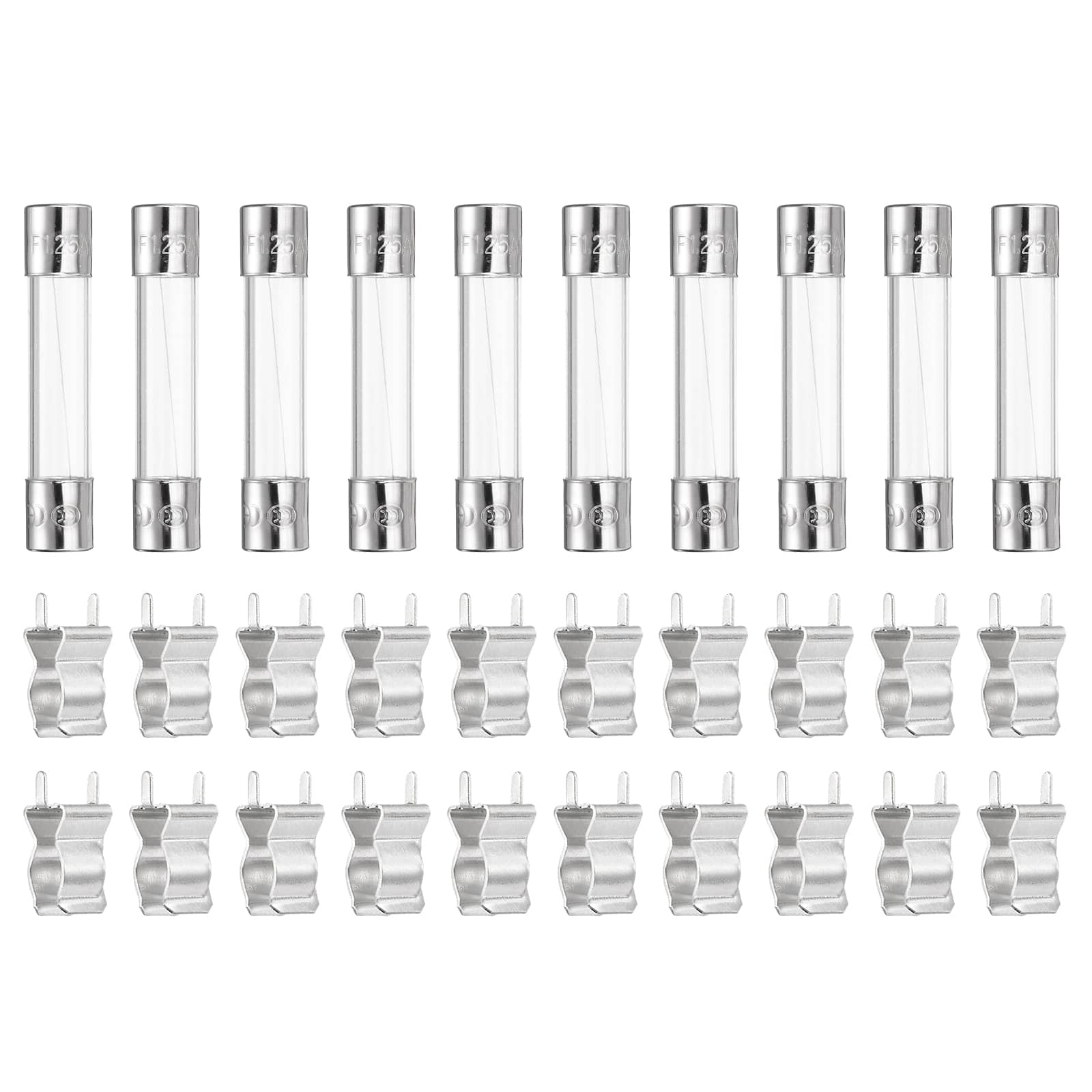 Unique Bargains - Glass Tube Fuses, 6x30mm 1.25A 250V Quick Fast Blow Glass Cartridge Tube Fuse with 20pcs Safety Clip 10pcs price history on PriceWatchPro